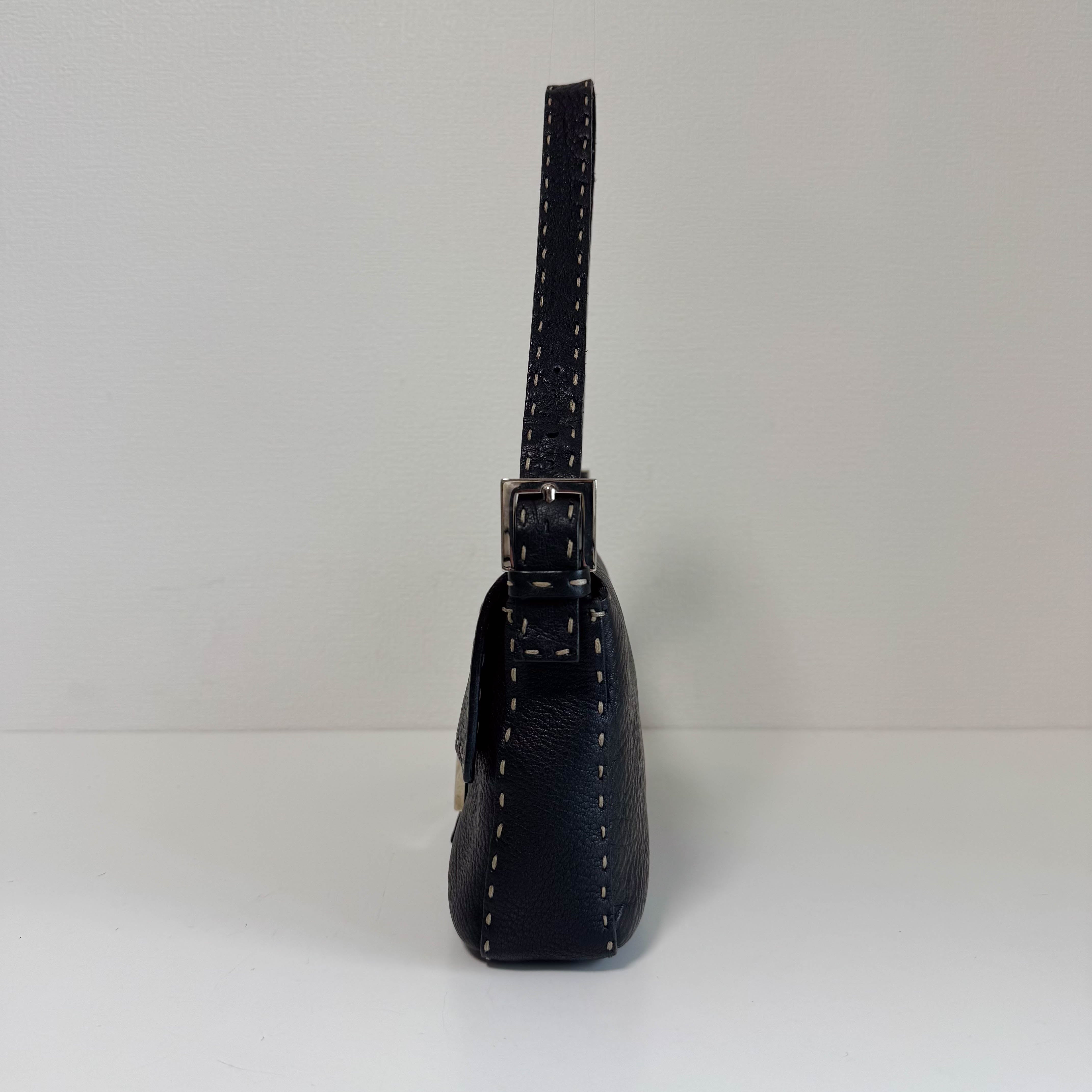 Baguette Selleria Black Leather Shoulder Bag
