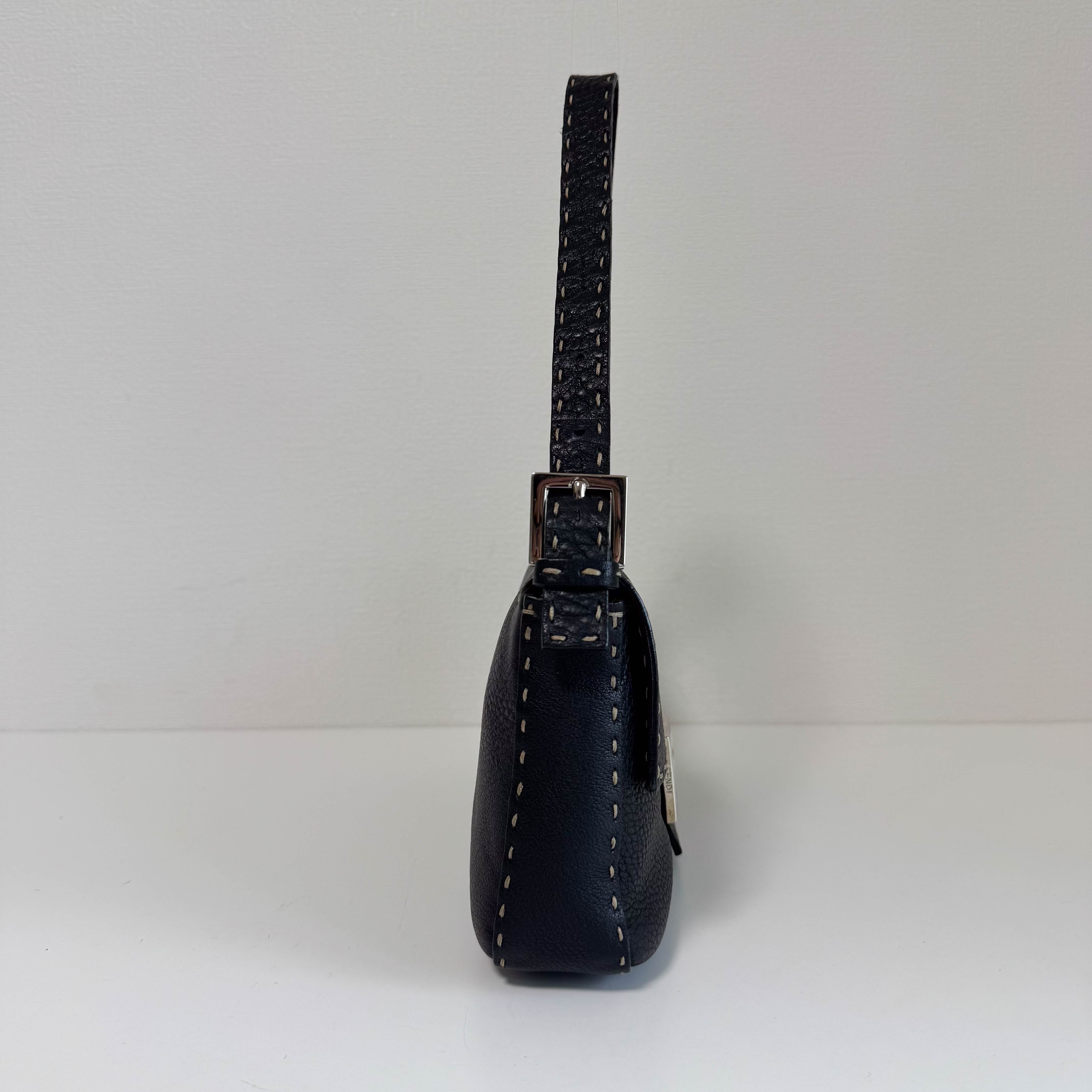 Baguette Selleria Black Leather Shoulder Bag