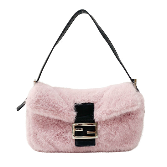Baguette Candy Pink Lilac Fur Baguette Bag