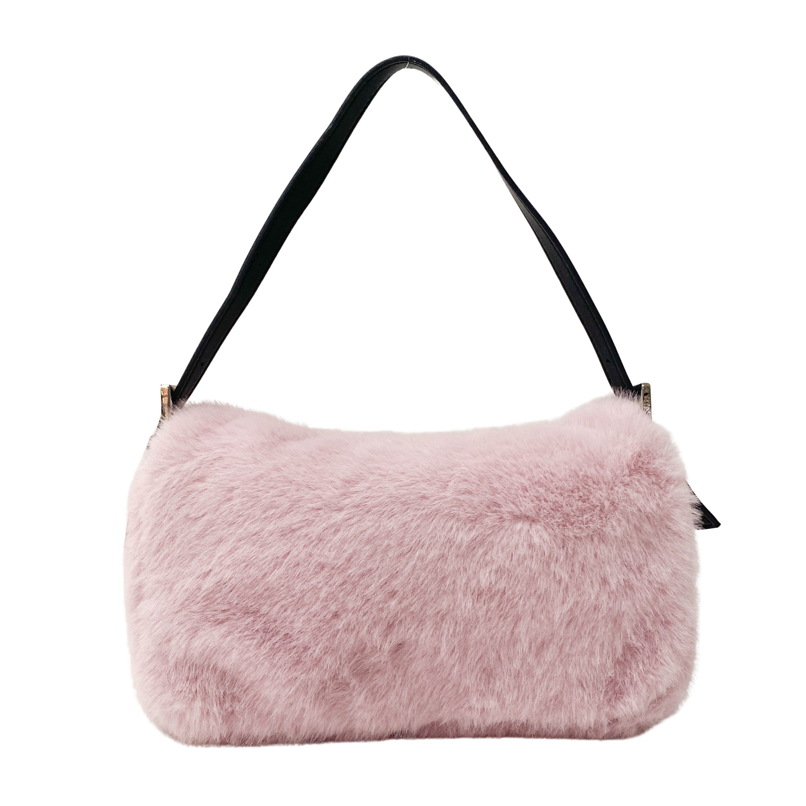 Baguette Candy Pink Lilac Fur Baguette Bag