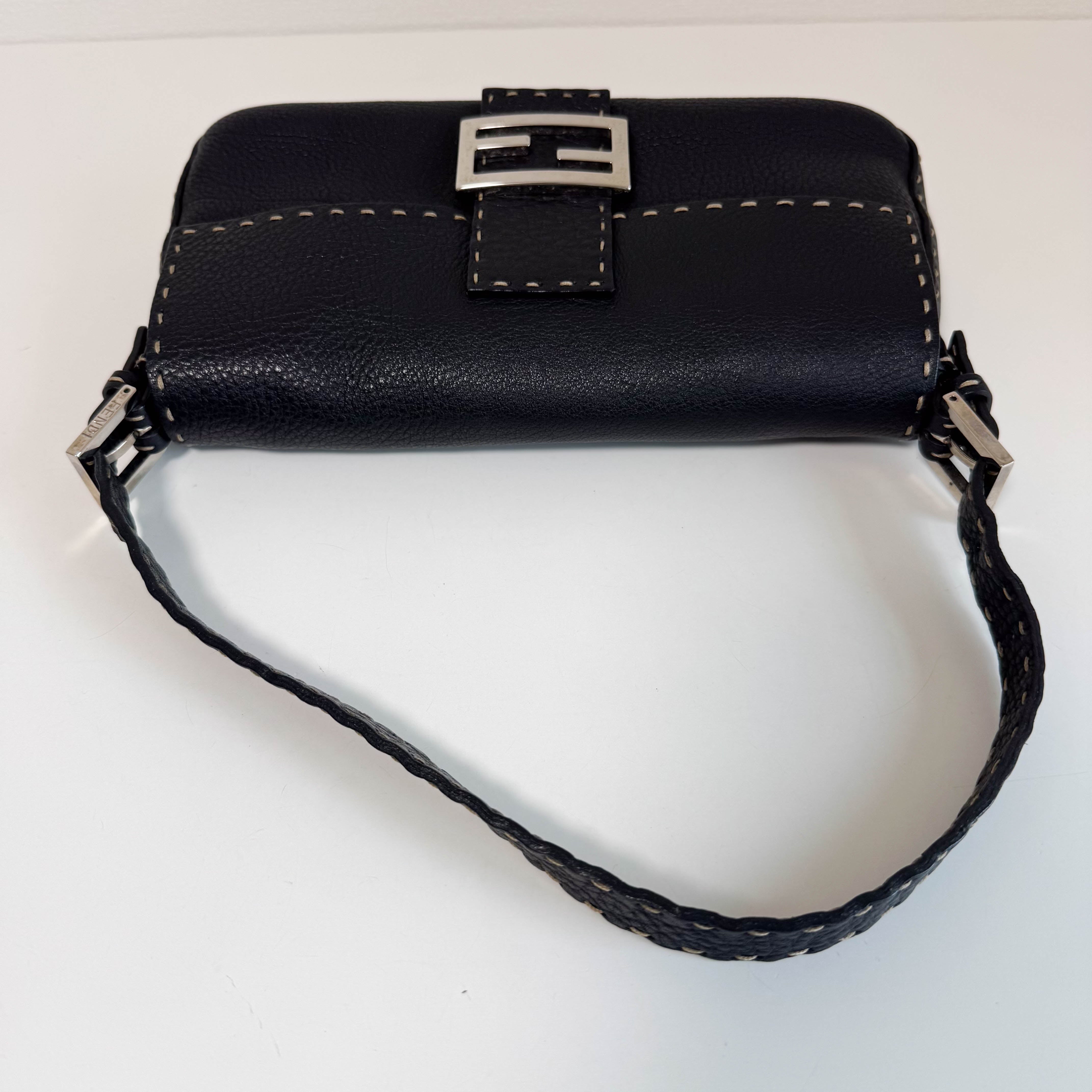Baguette Selleria Black Leather Shoulder Bag