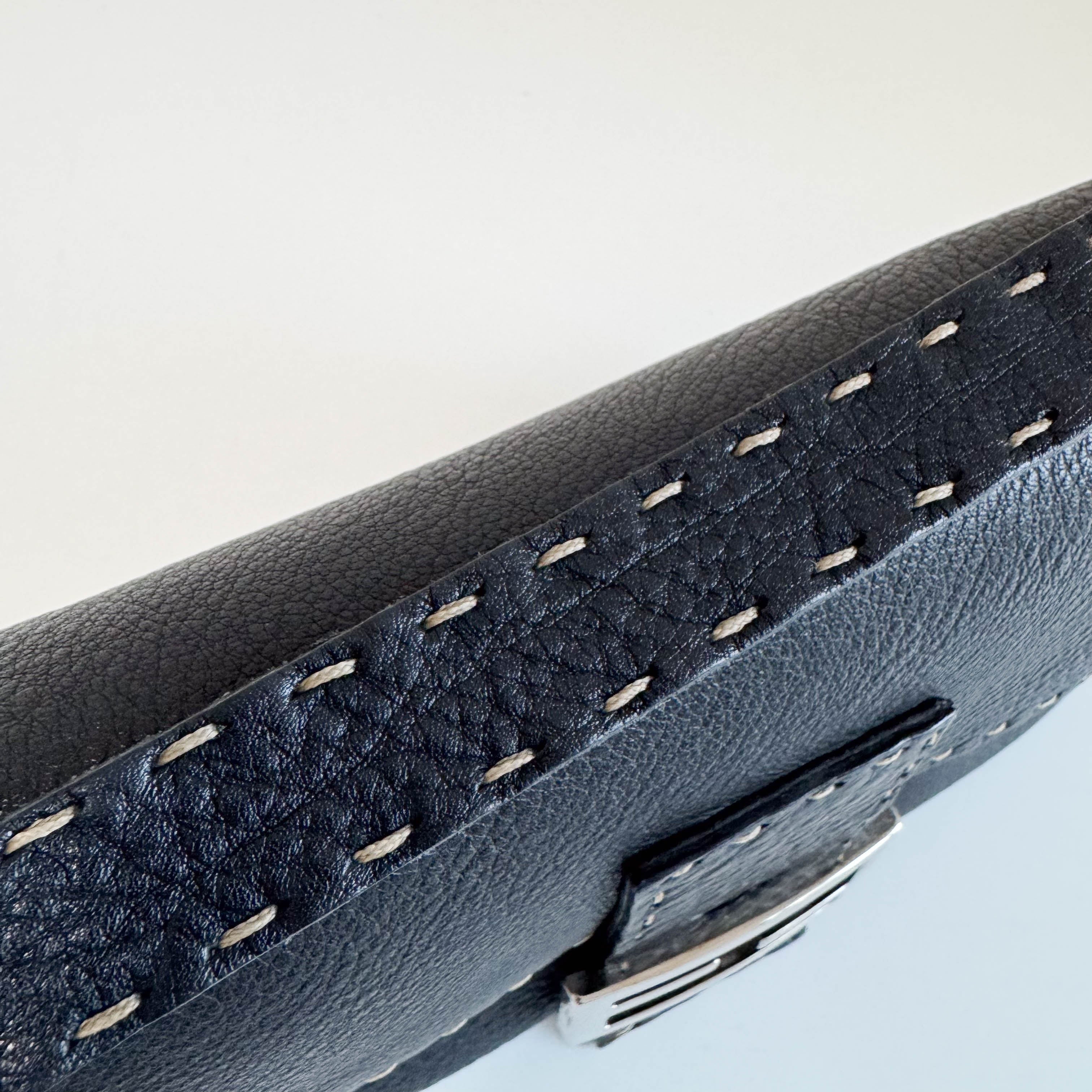 Baguette Selleria Black Leather Shoulder Bag