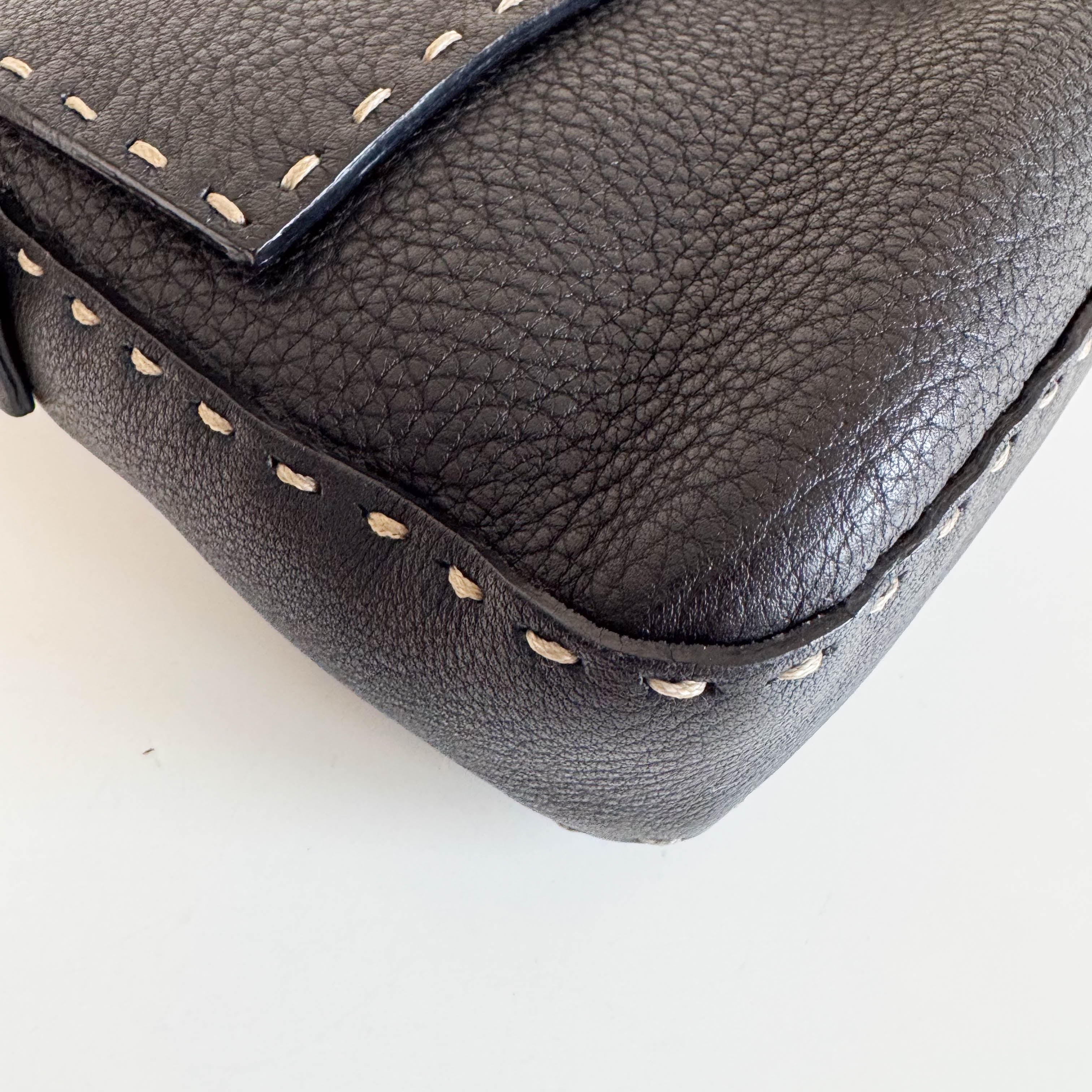 Baguette Selleria Black Leather Shoulder Bag