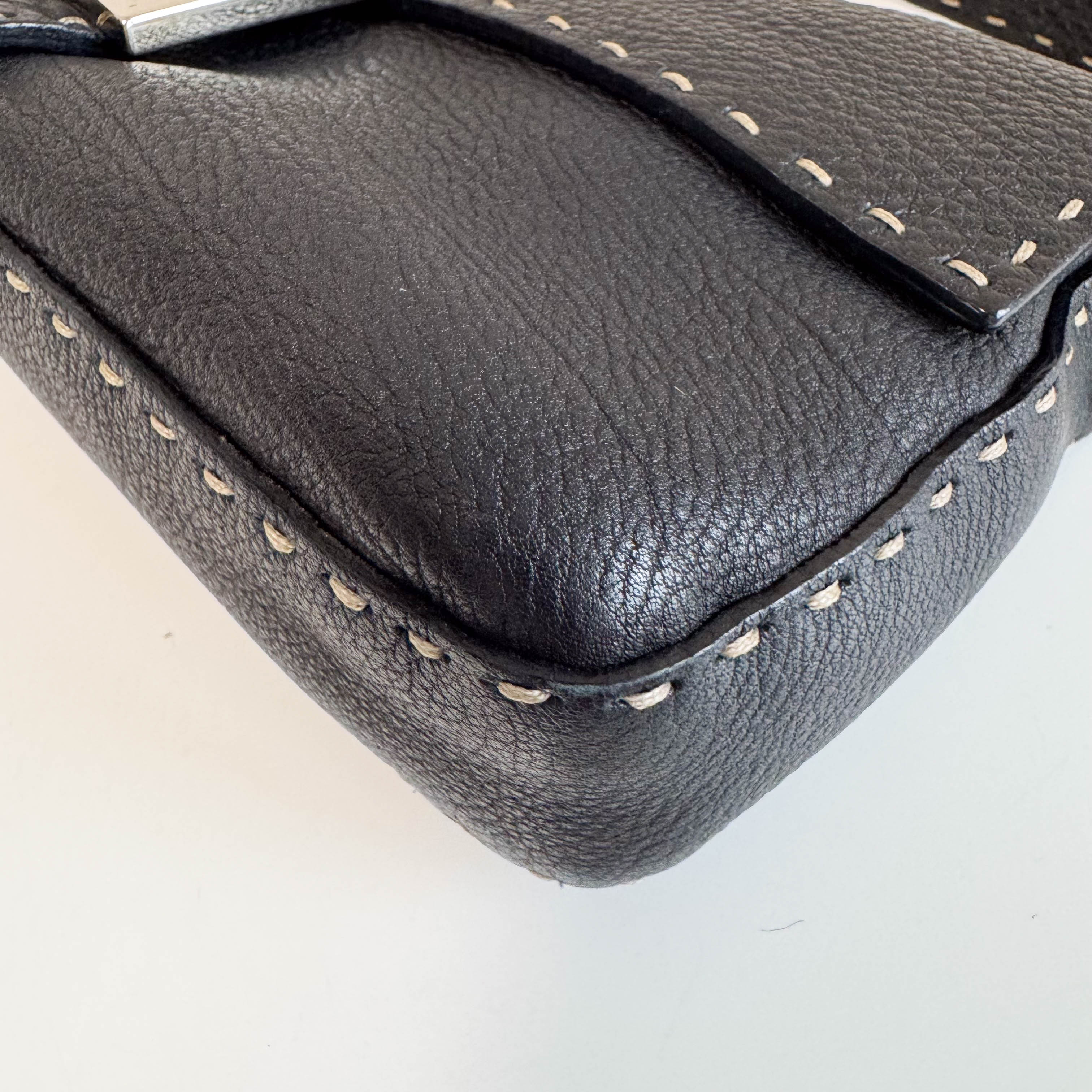 Baguette Selleria Black Leather Shoulder Bag