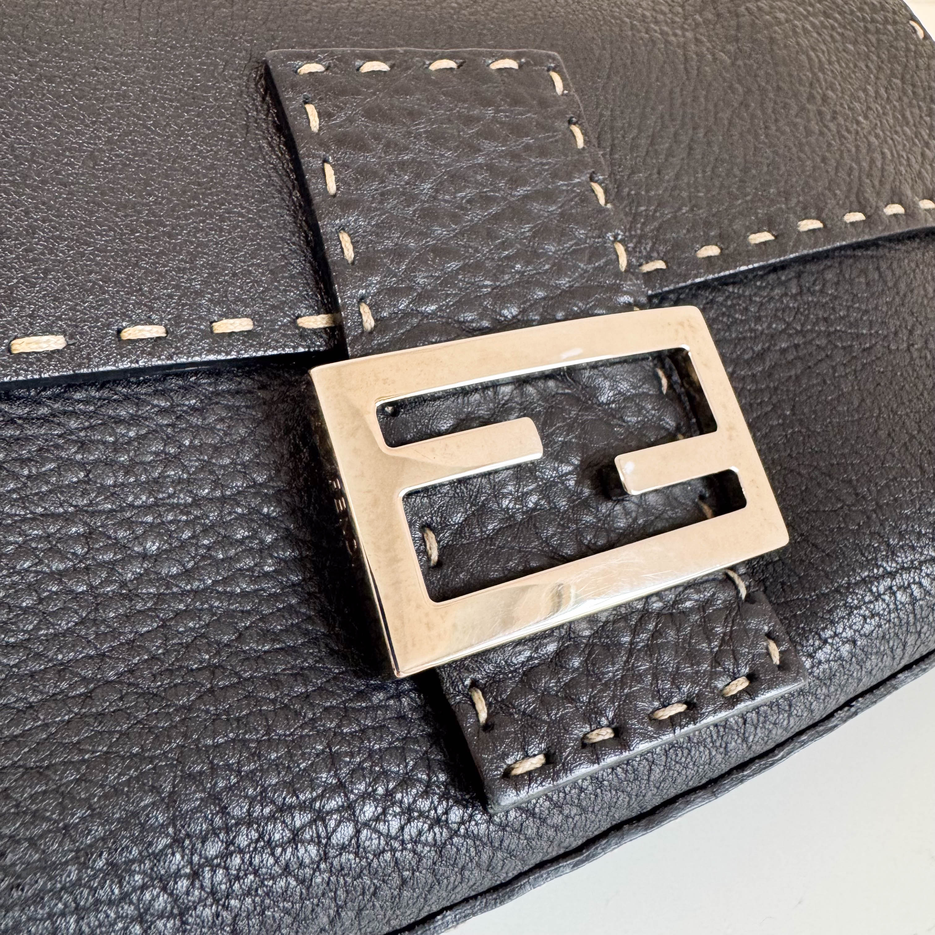 Baguette Selleria Black Leather Shoulder Bag