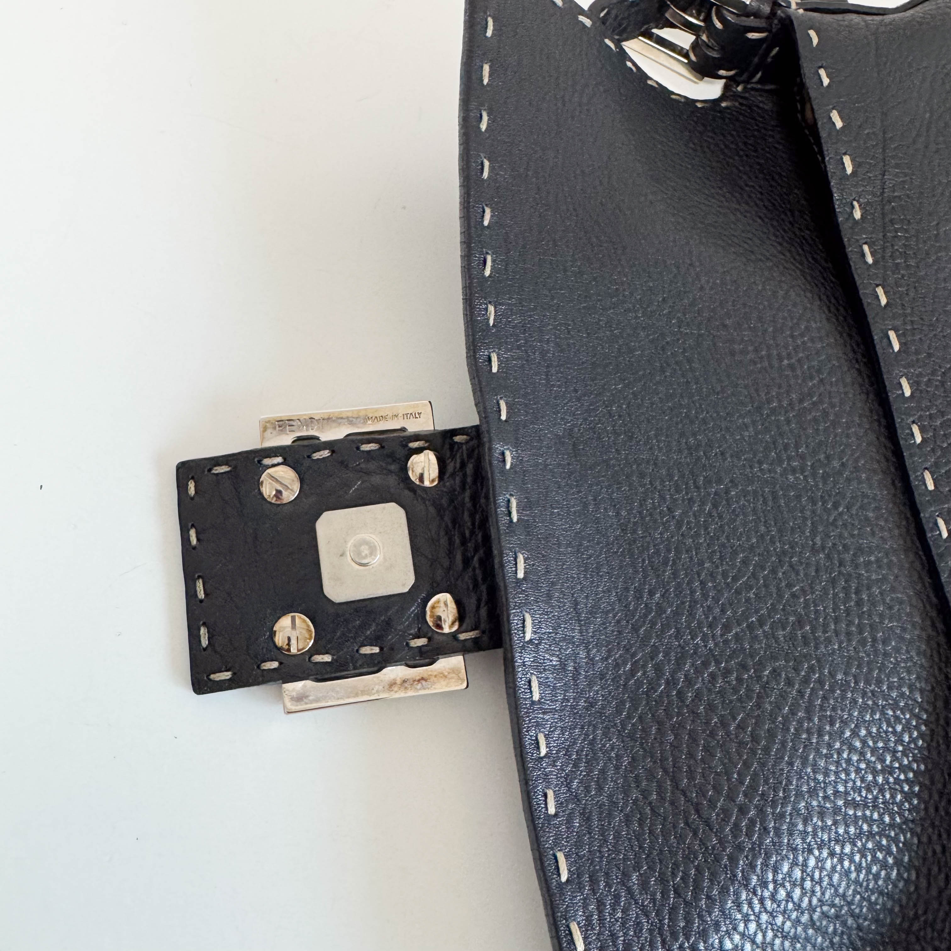 Baguette Selleria Black Leather Shoulder Bag