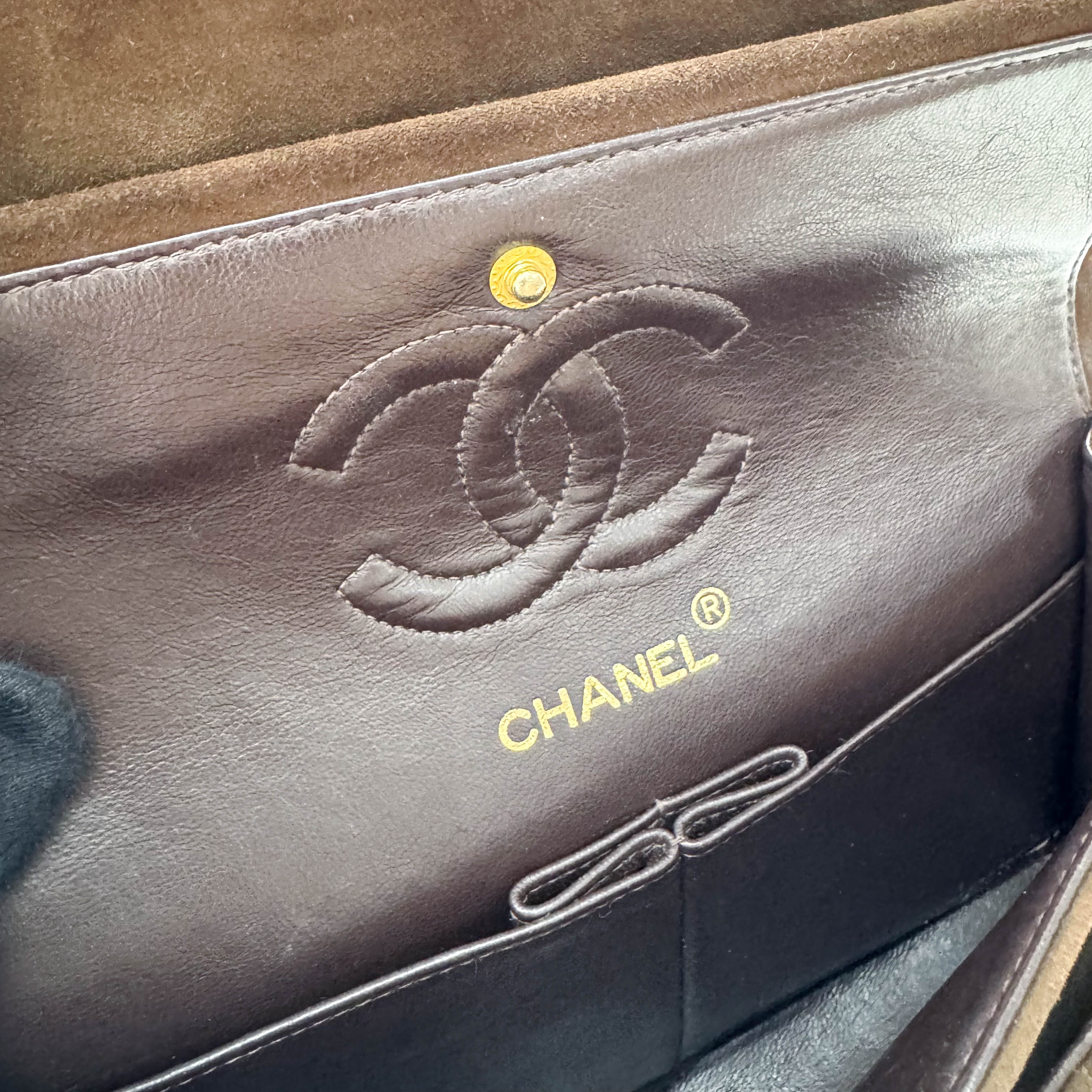 Timeless Classic Double Flap Brown Suede Chain Shoulder Bag