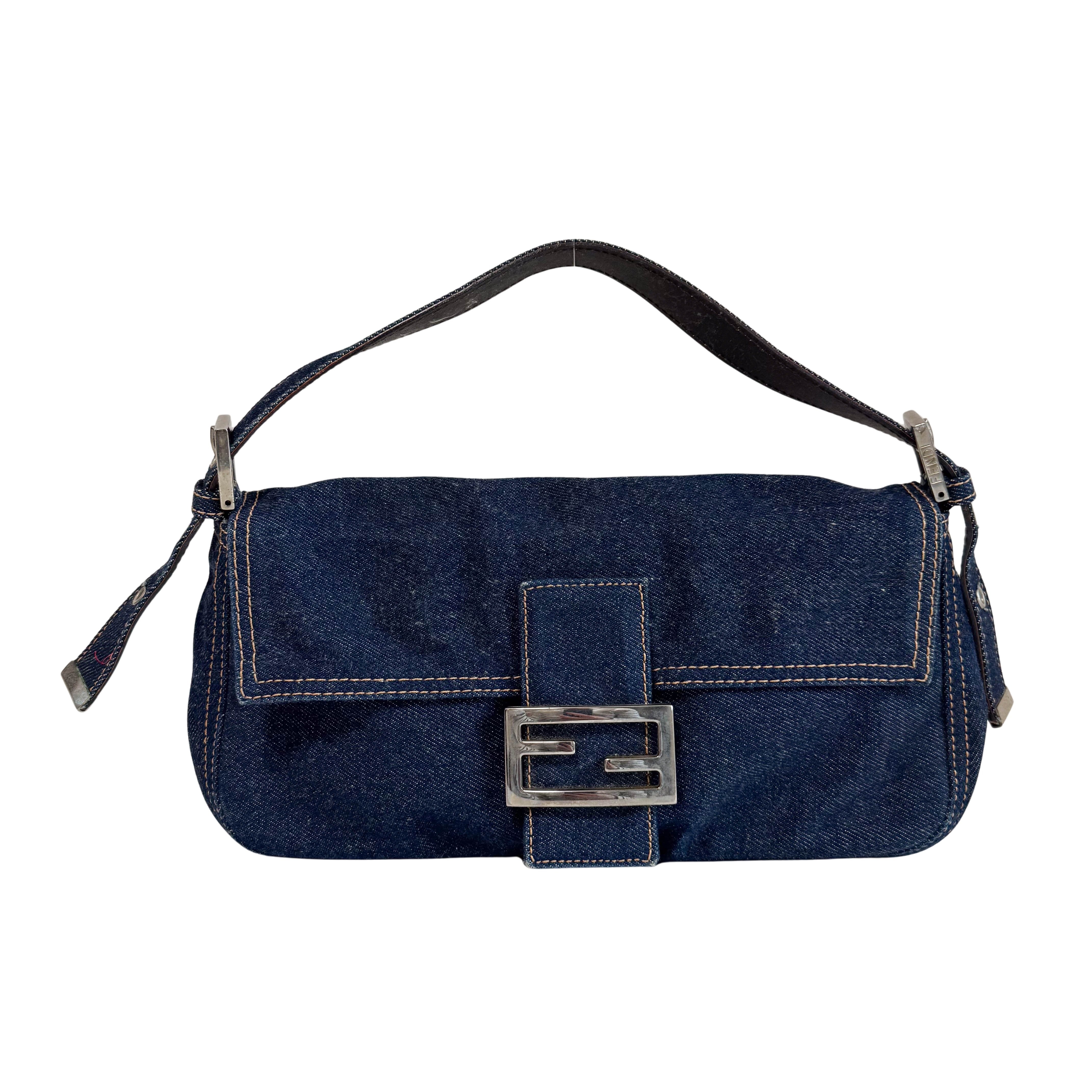 Baguette Denim Shoulder Bag