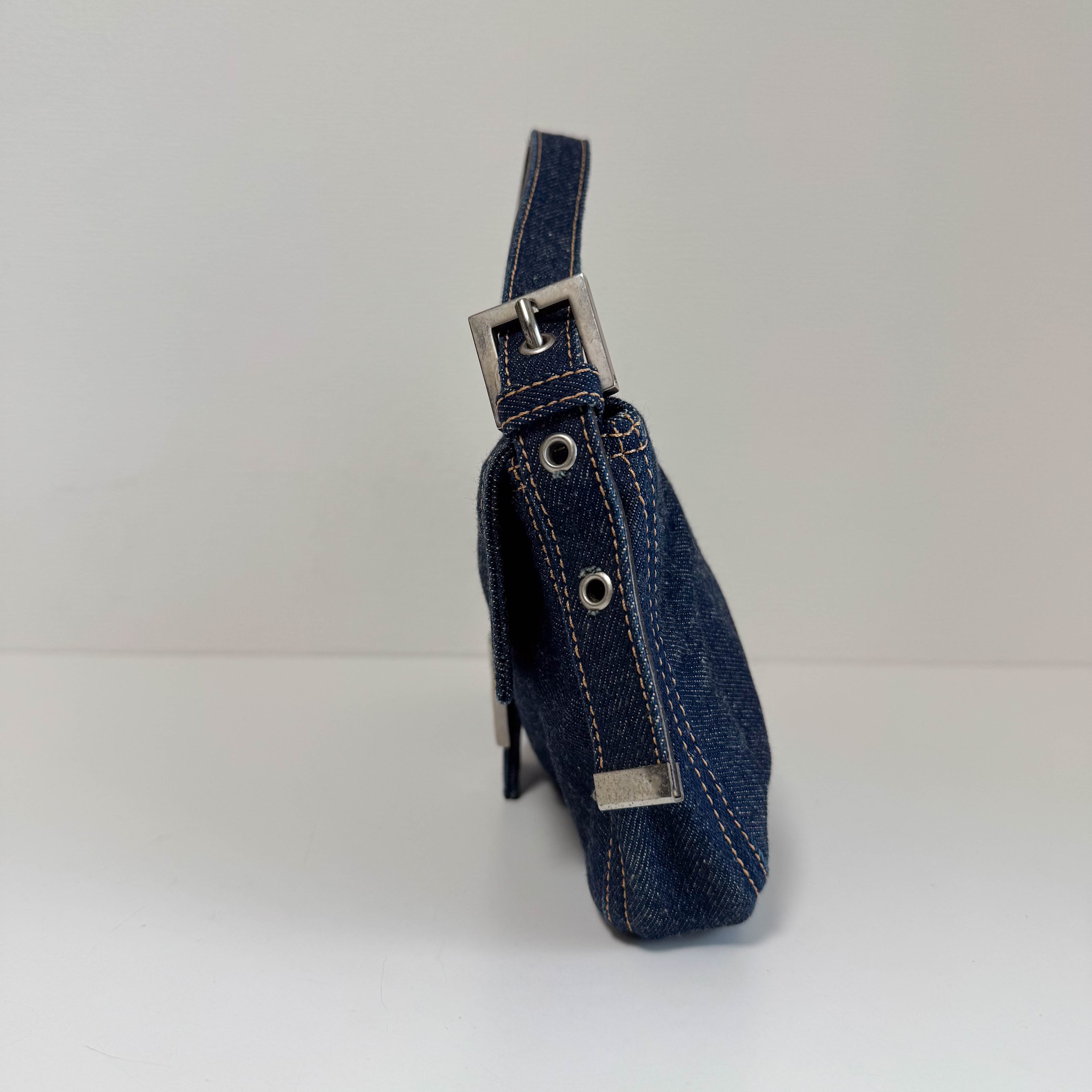 Baguette Denim Shoulder Bag