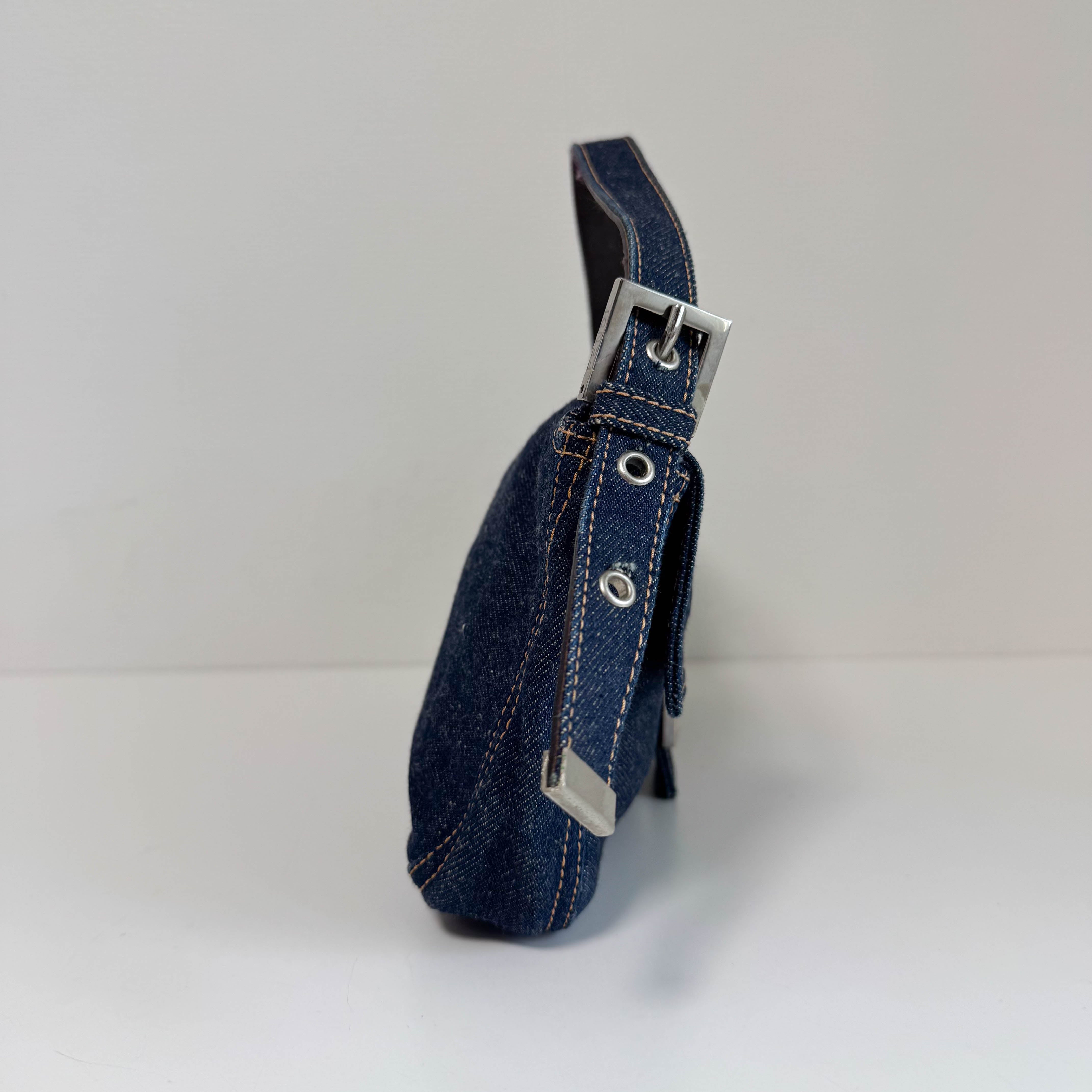 Baguette Denim Shoulder Bag