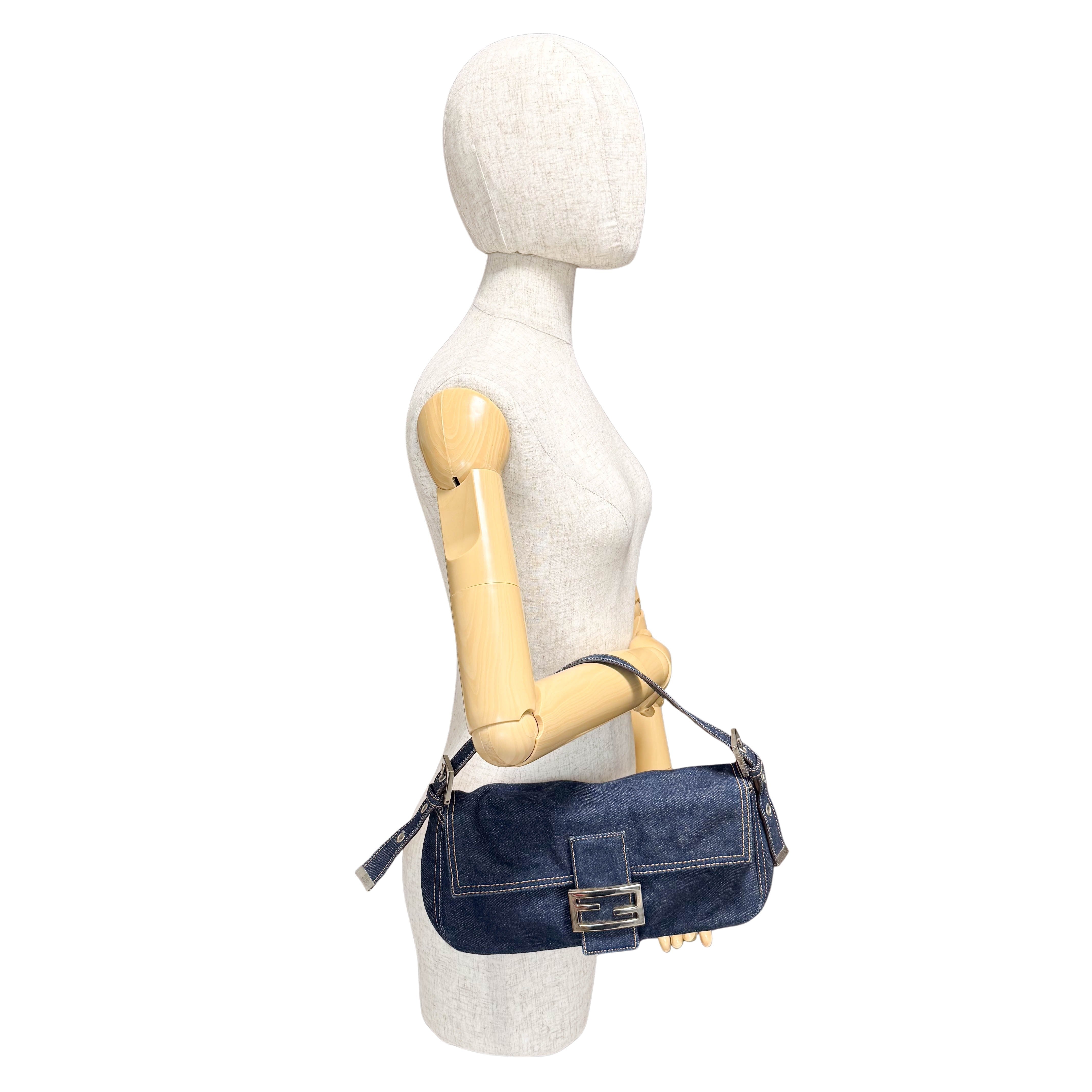 Baguette Denim Shoulder Bag