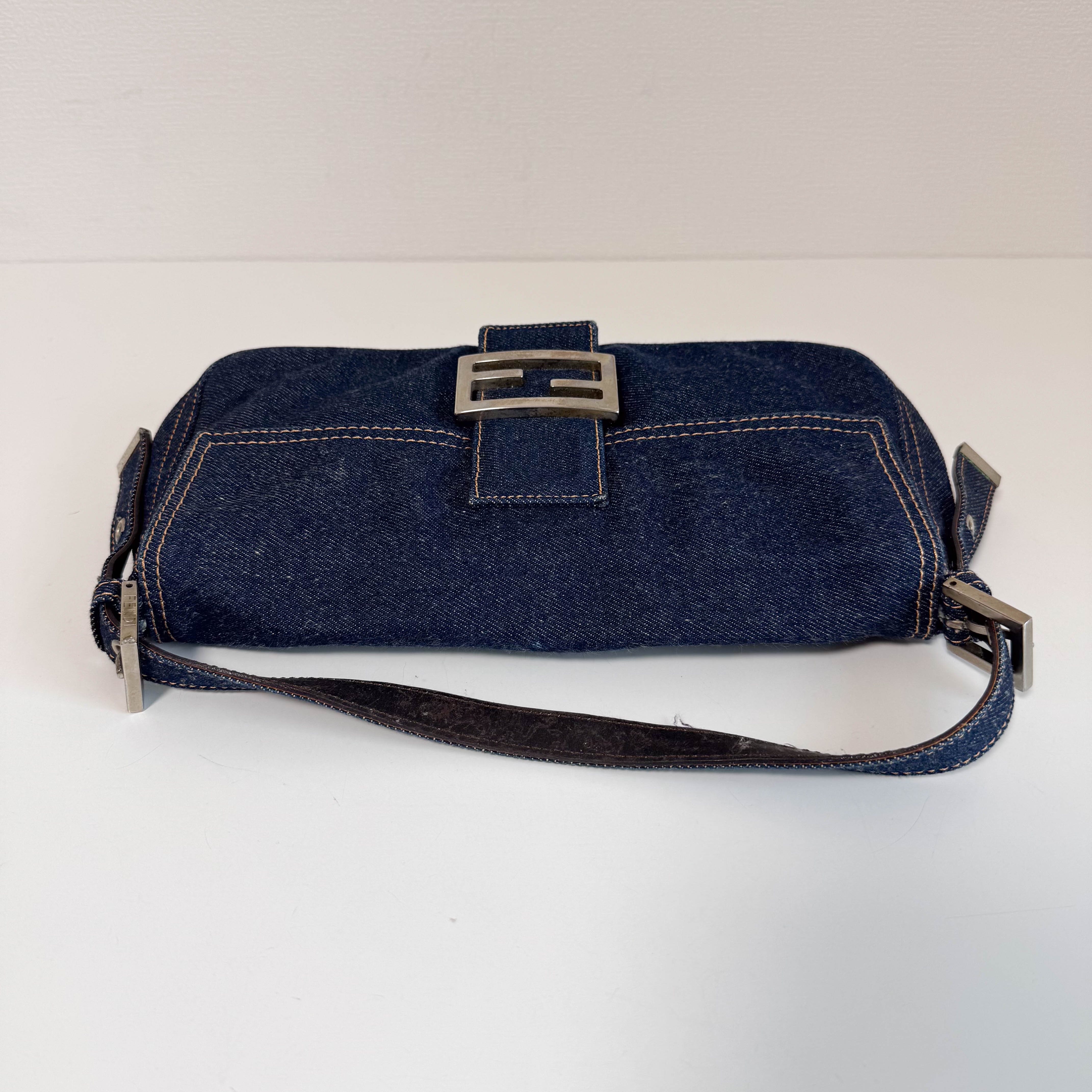 Baguette Denim Shoulder Bag
