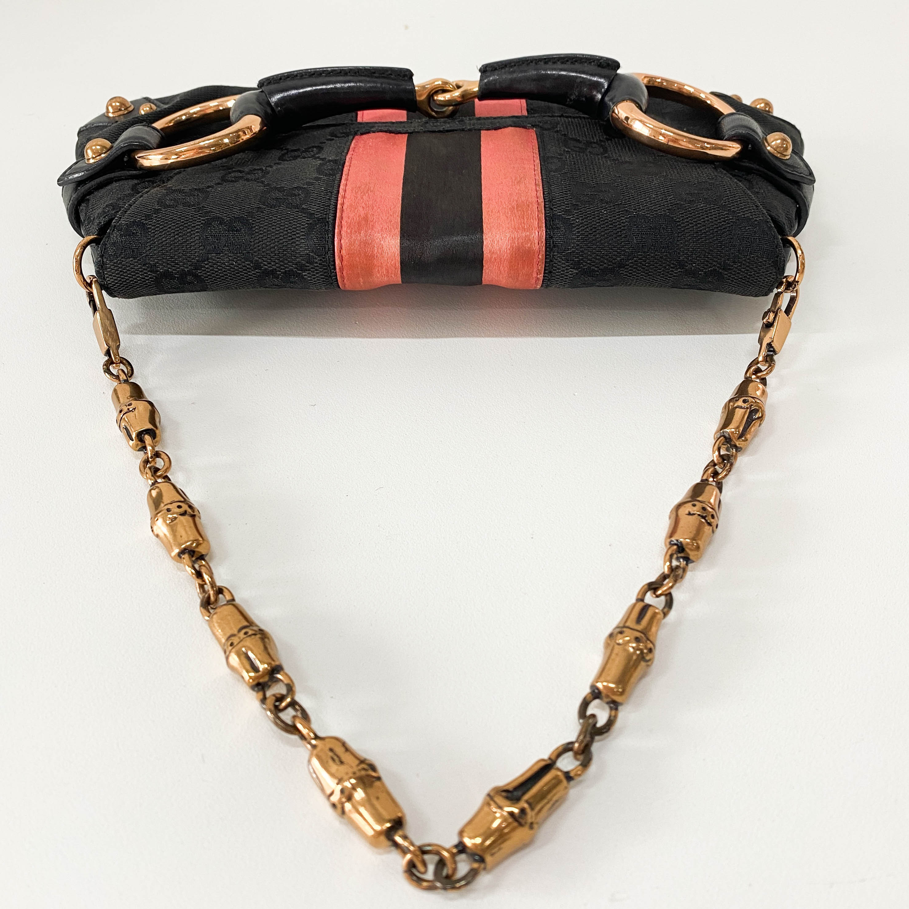 Horsebit Black GG Canvas Chain Shoulder Bag