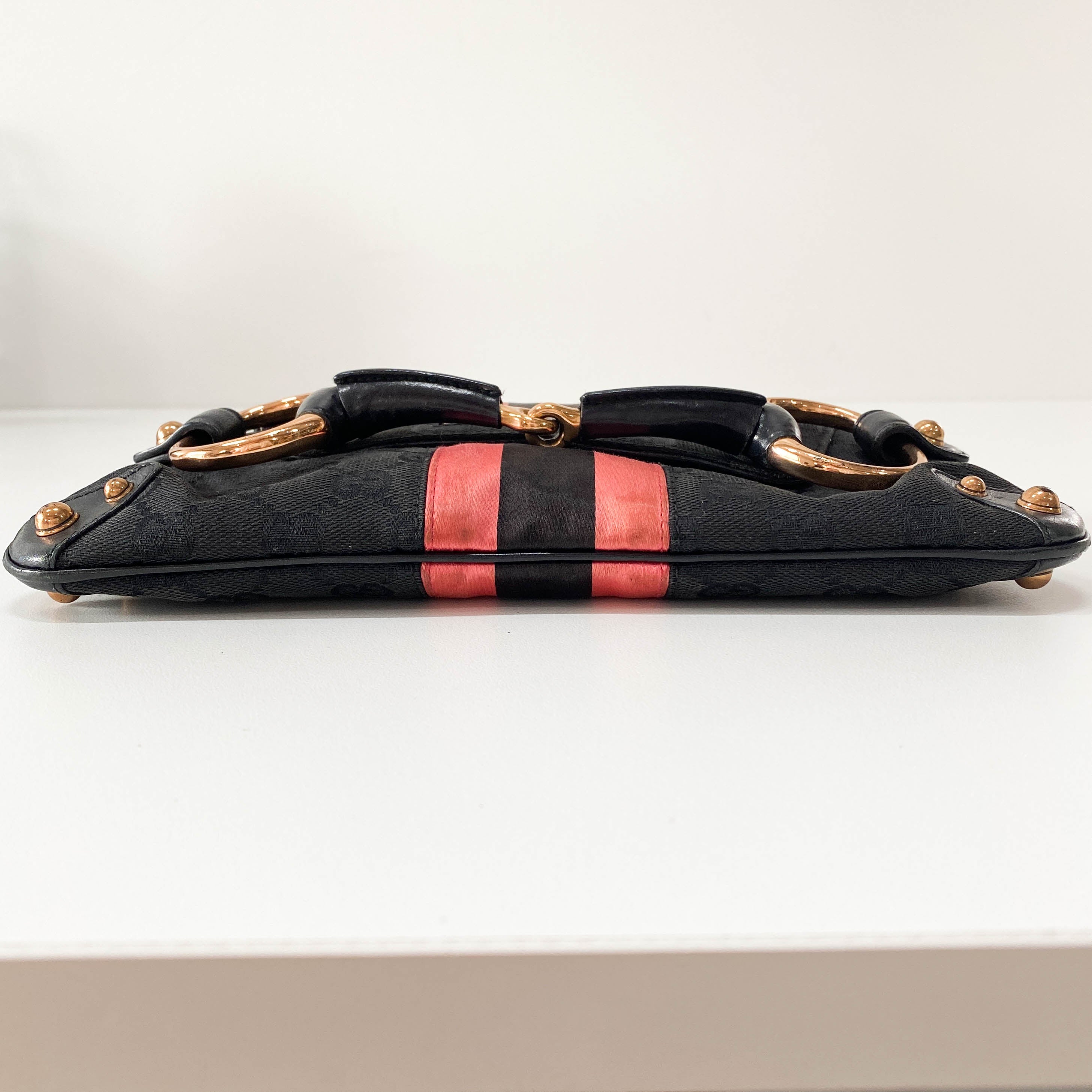 Horsebit Black GG Canvas Chain Shoulder Bag