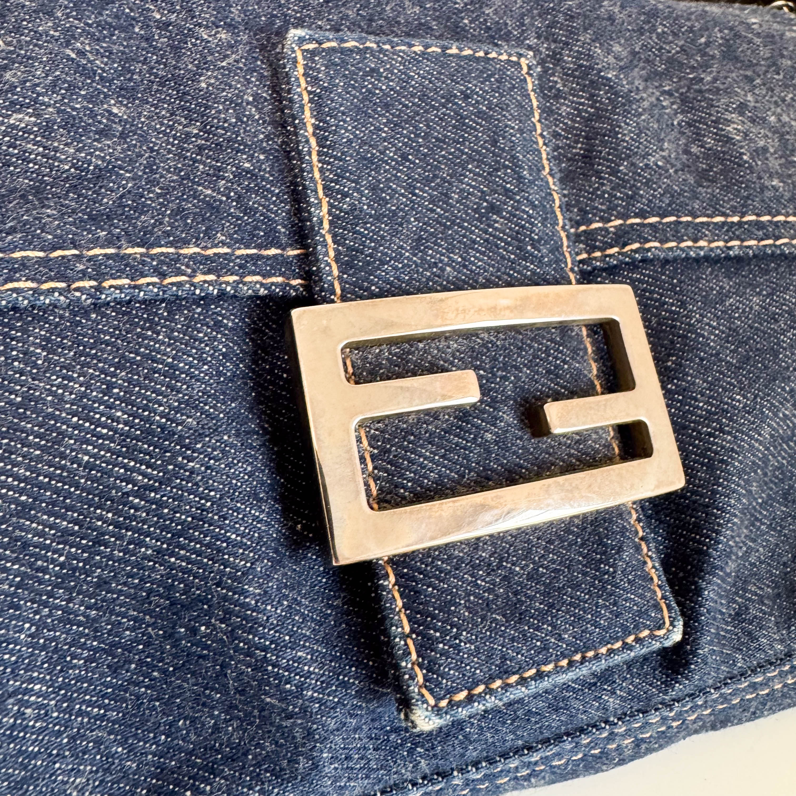 Baguette Denim Shoulder Bag