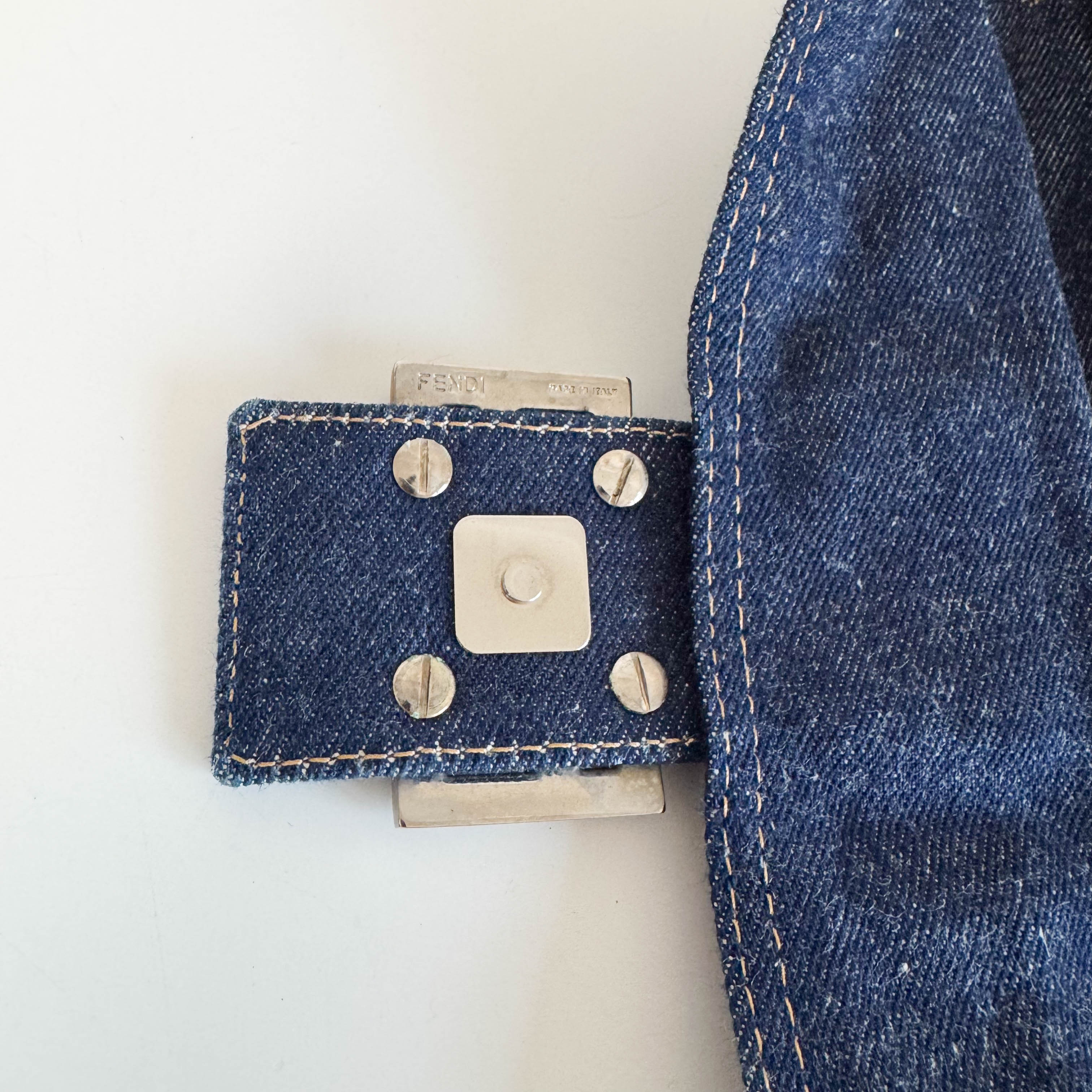 Baguette Denim Shoulder Bag