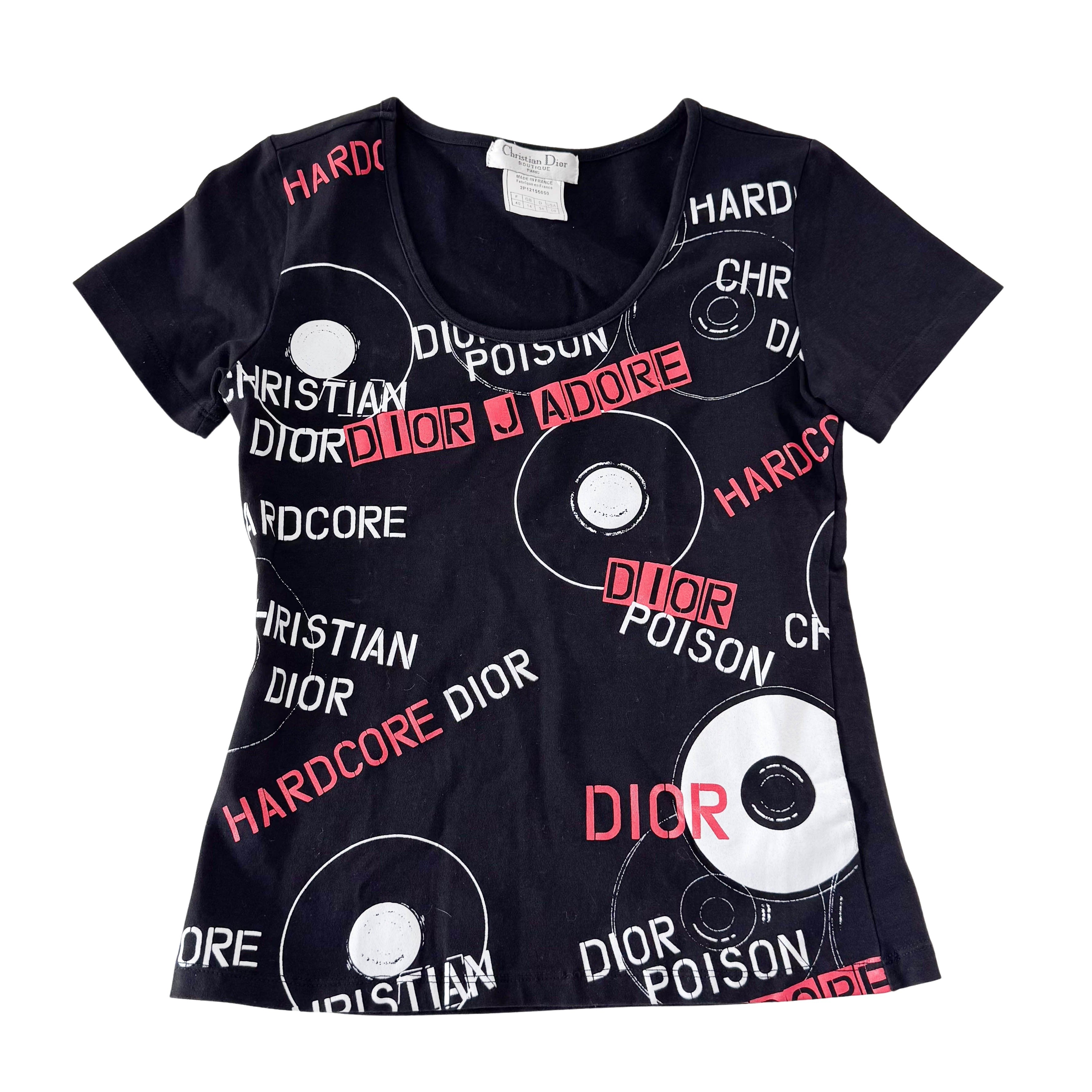 J'Adore Size 10 Dior Black Punk Cotton T-Shirt