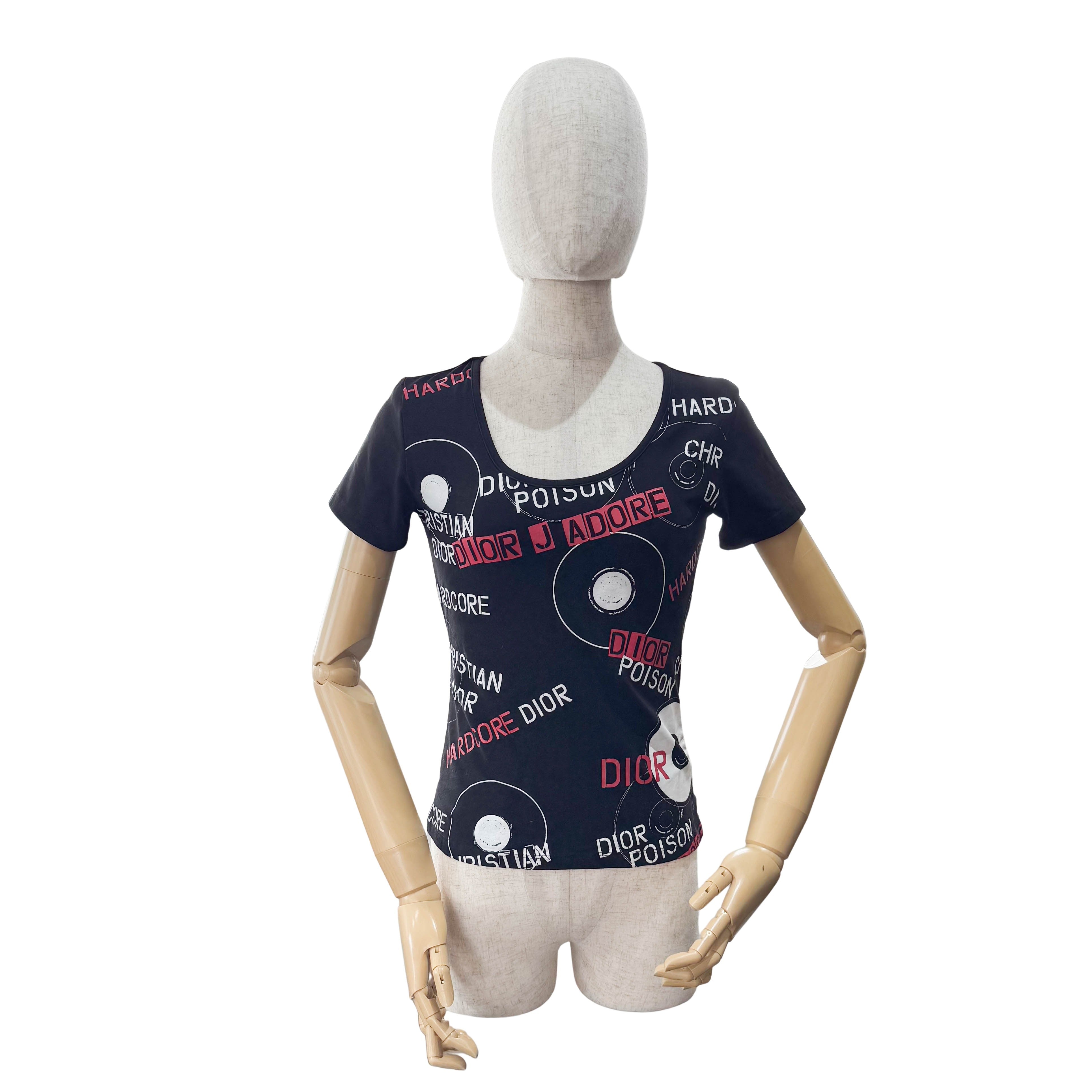 J'Adore Size 10 Dior Black Punk Cotton T-Shirt