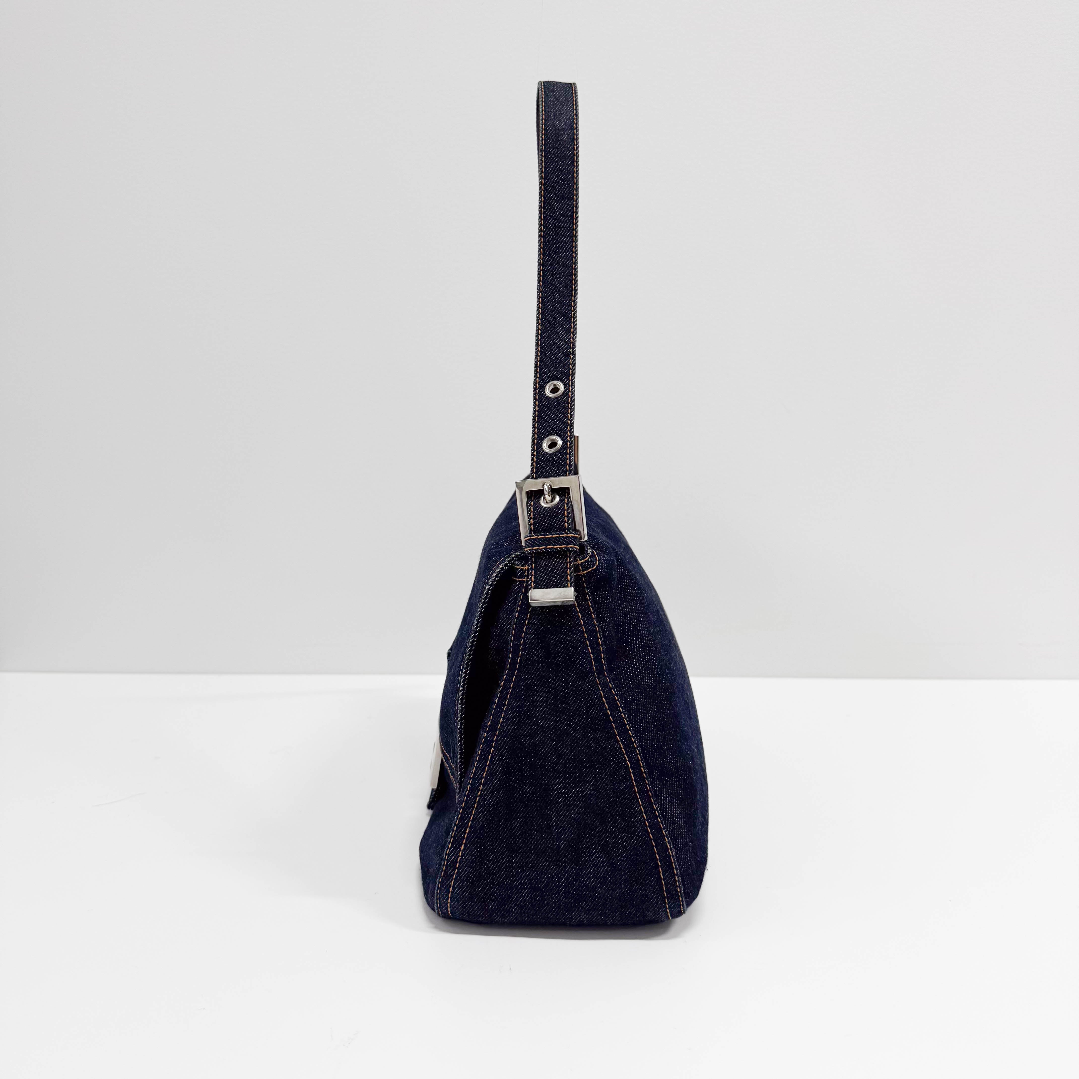 Mamma Baguette Blue Denim Shoulder Bag