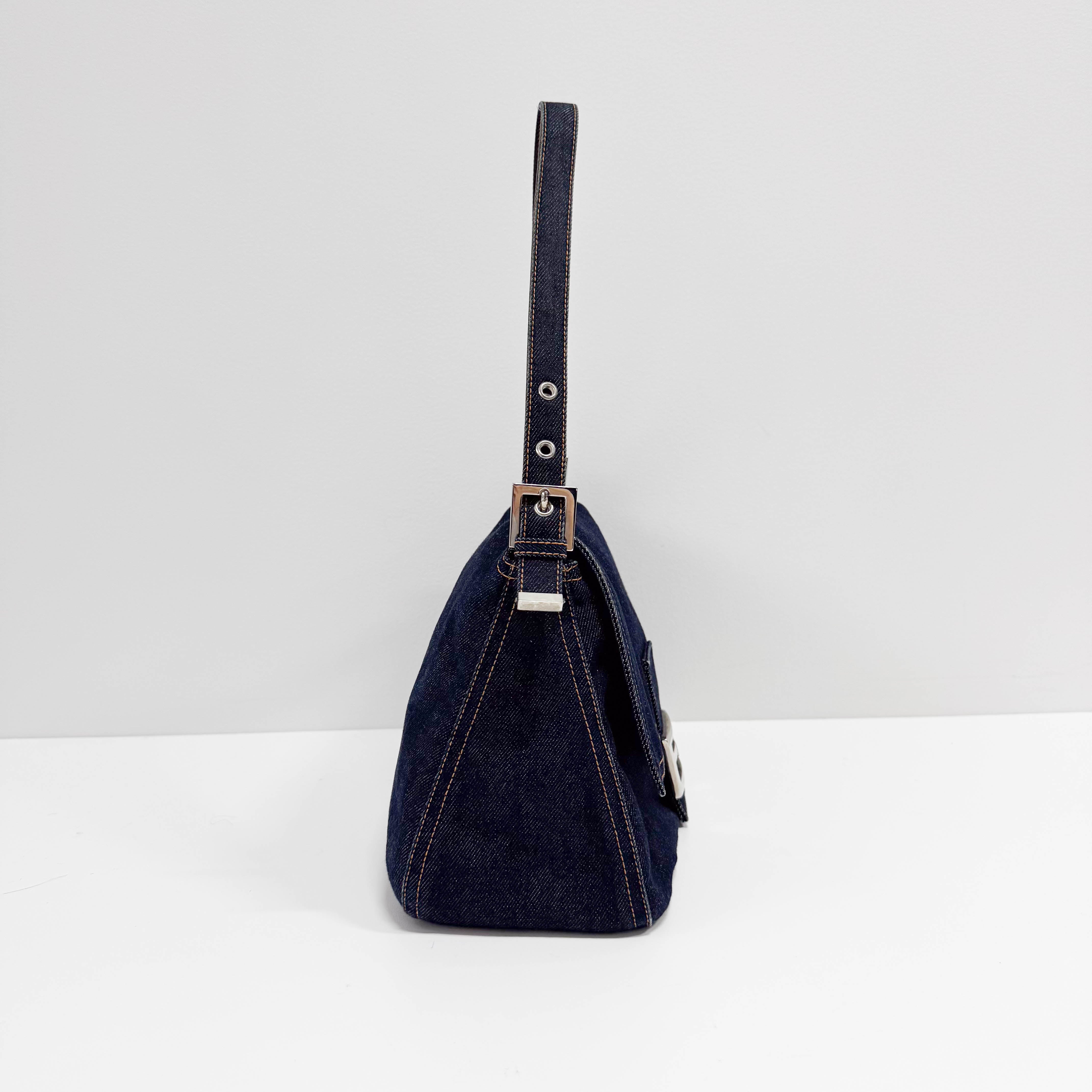 Mamma Baguette Blue Denim Shoulder Bag