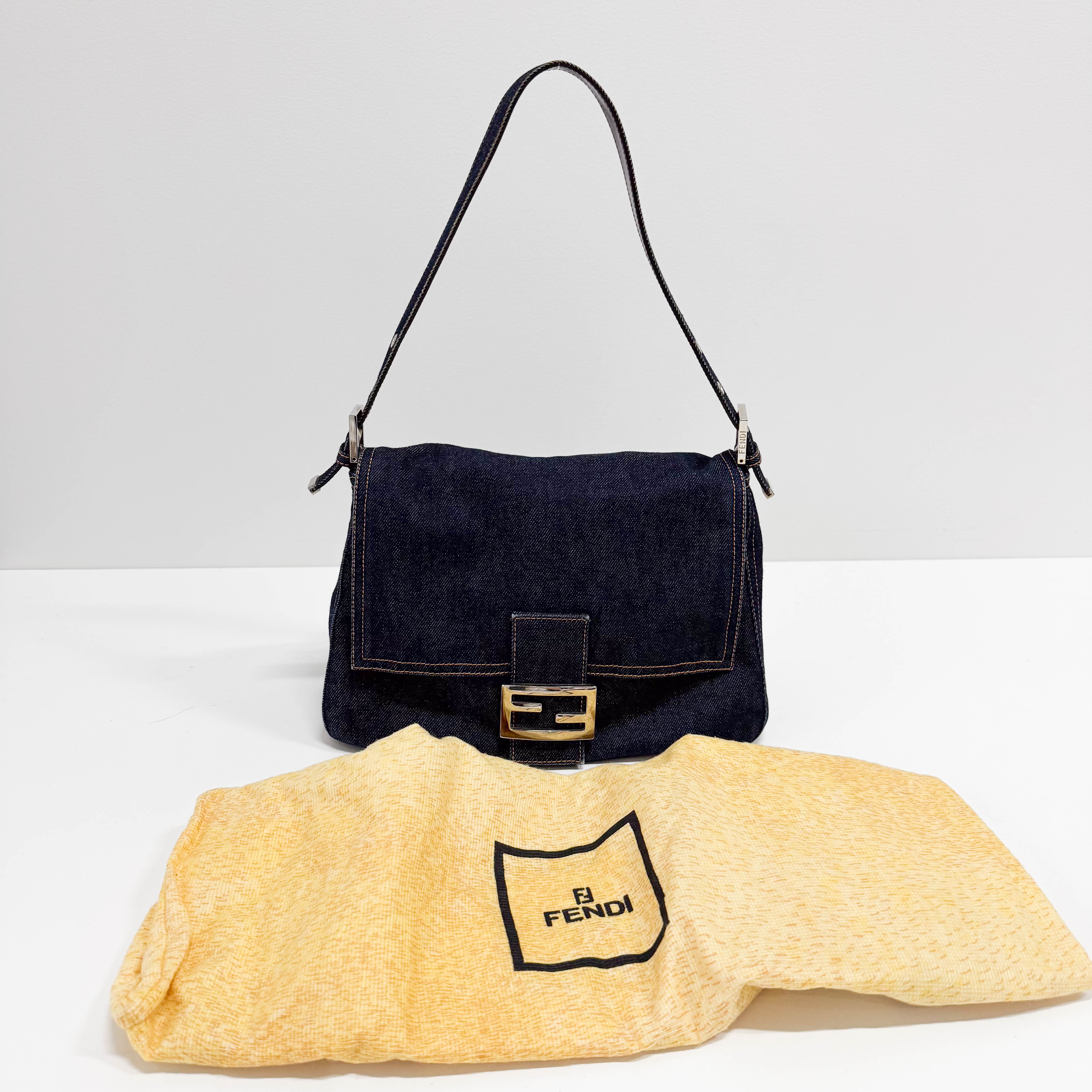 Mamma Baguette Blue Denim Shoulder Bag