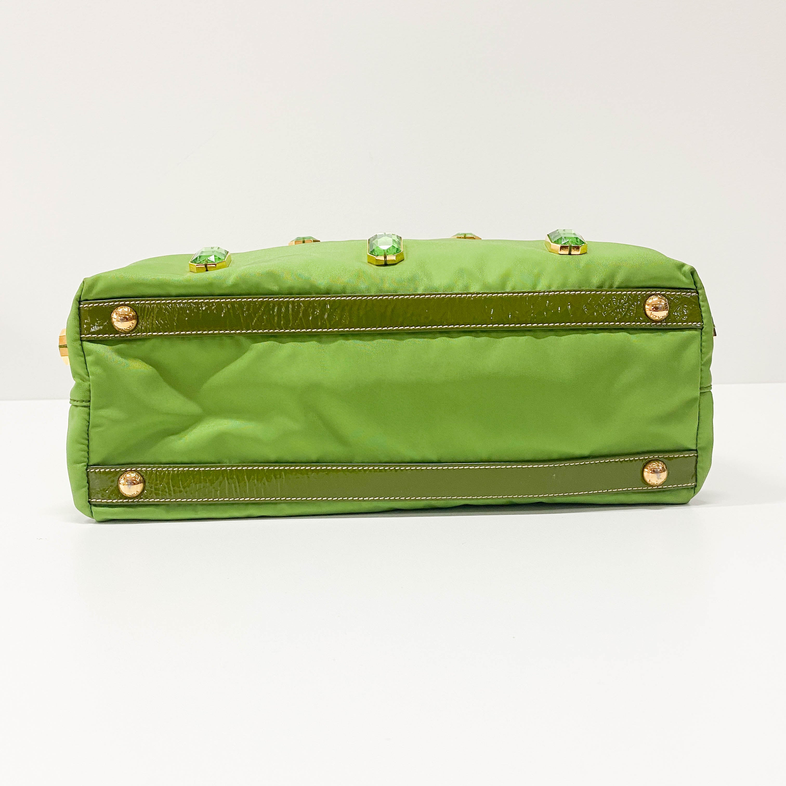 Green Nylon and Bijoux Tote Bag
