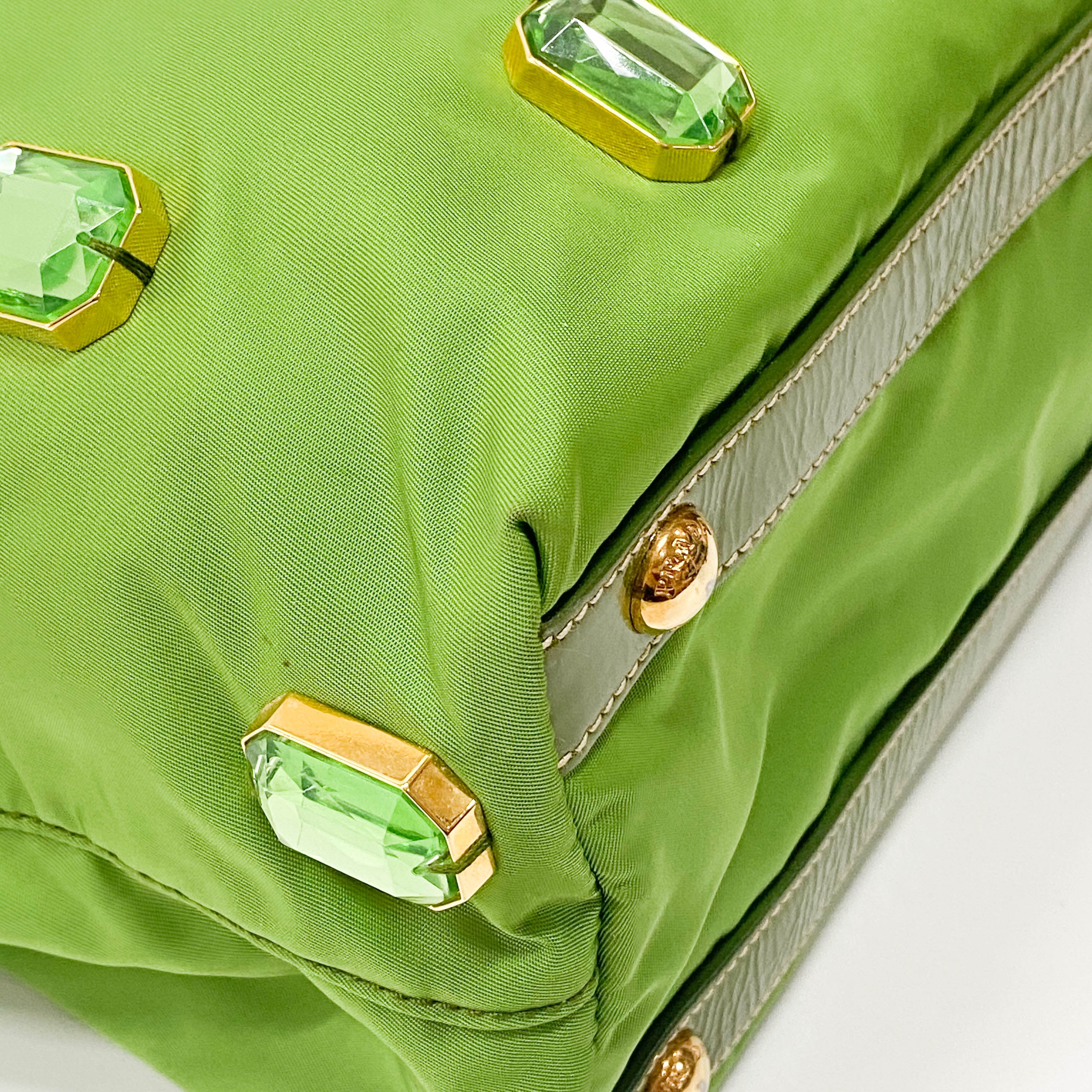 Green Nylon and Bijoux Tote Bag