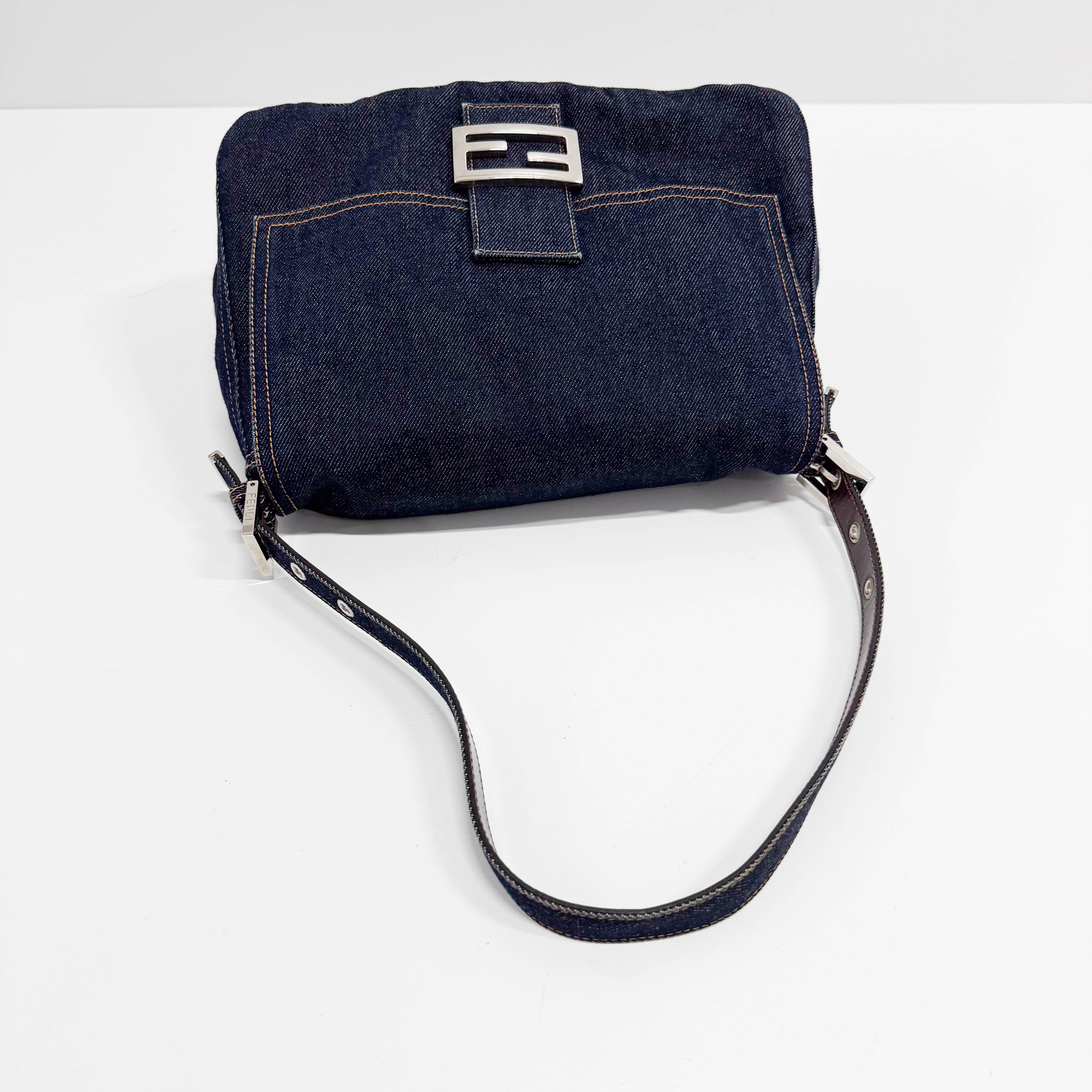 Mamma Baguette Blue Denim Shoulder Bag