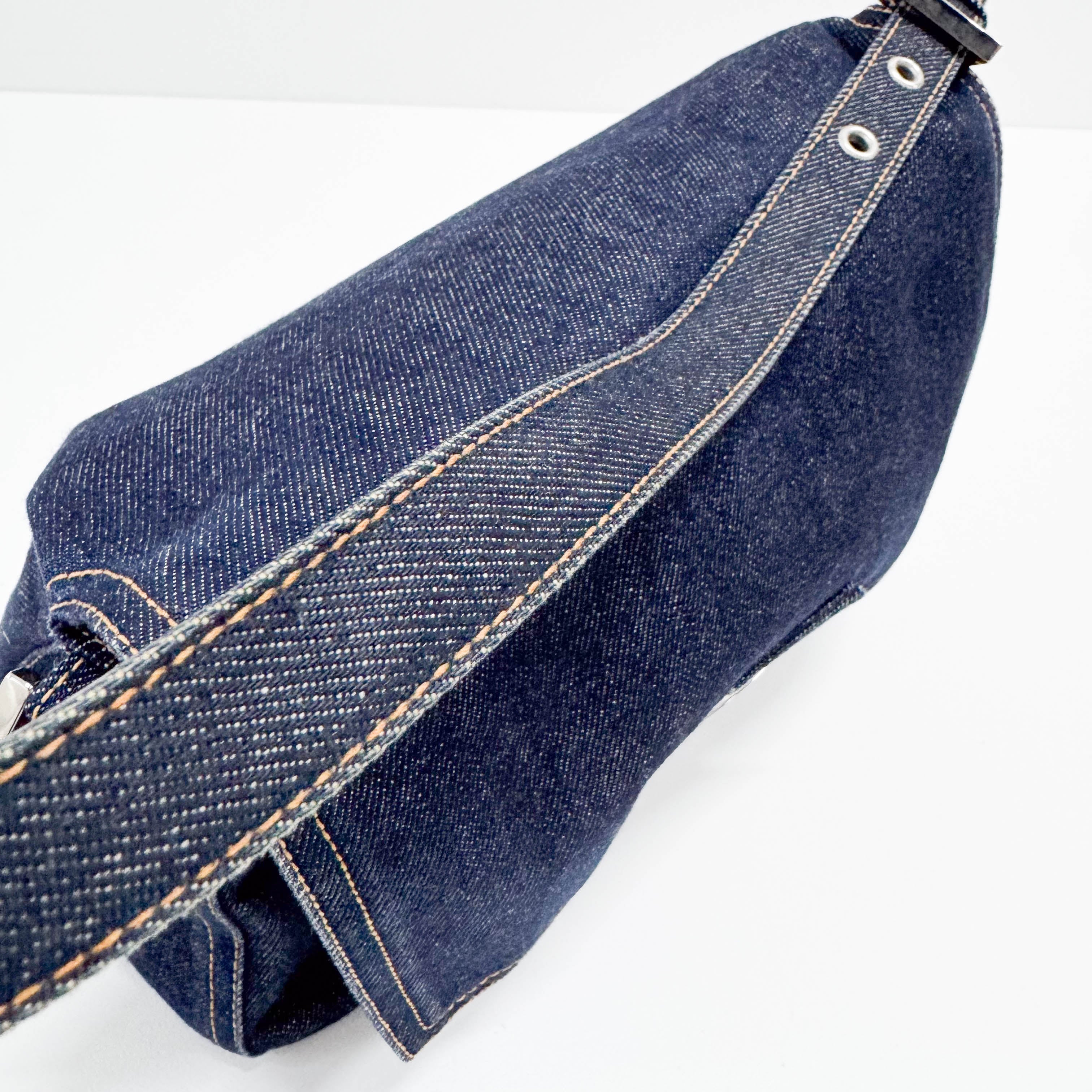 Mamma Baguette Blue Denim Shoulder Bag