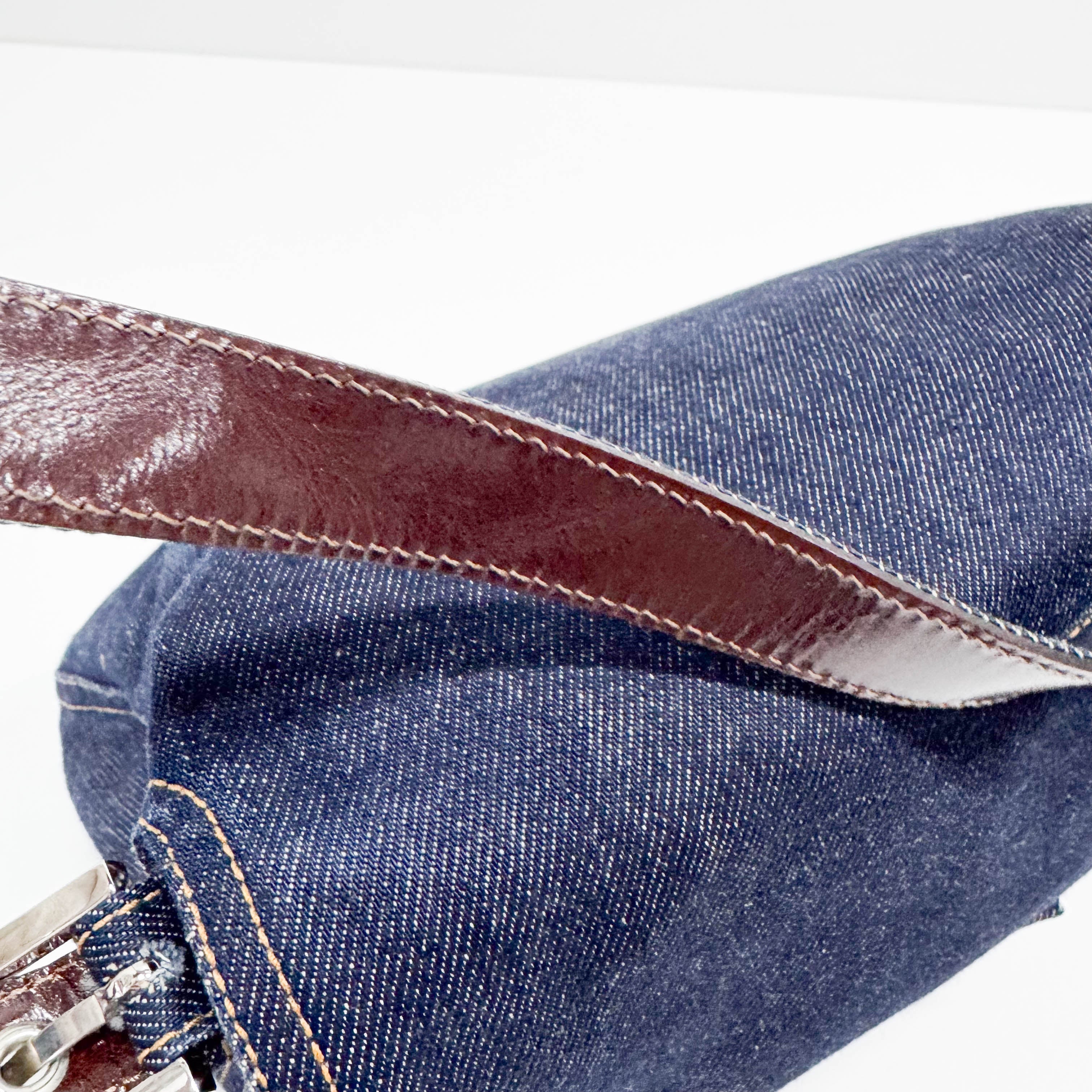 Mamma Baguette Blue Denim Shoulder Bag