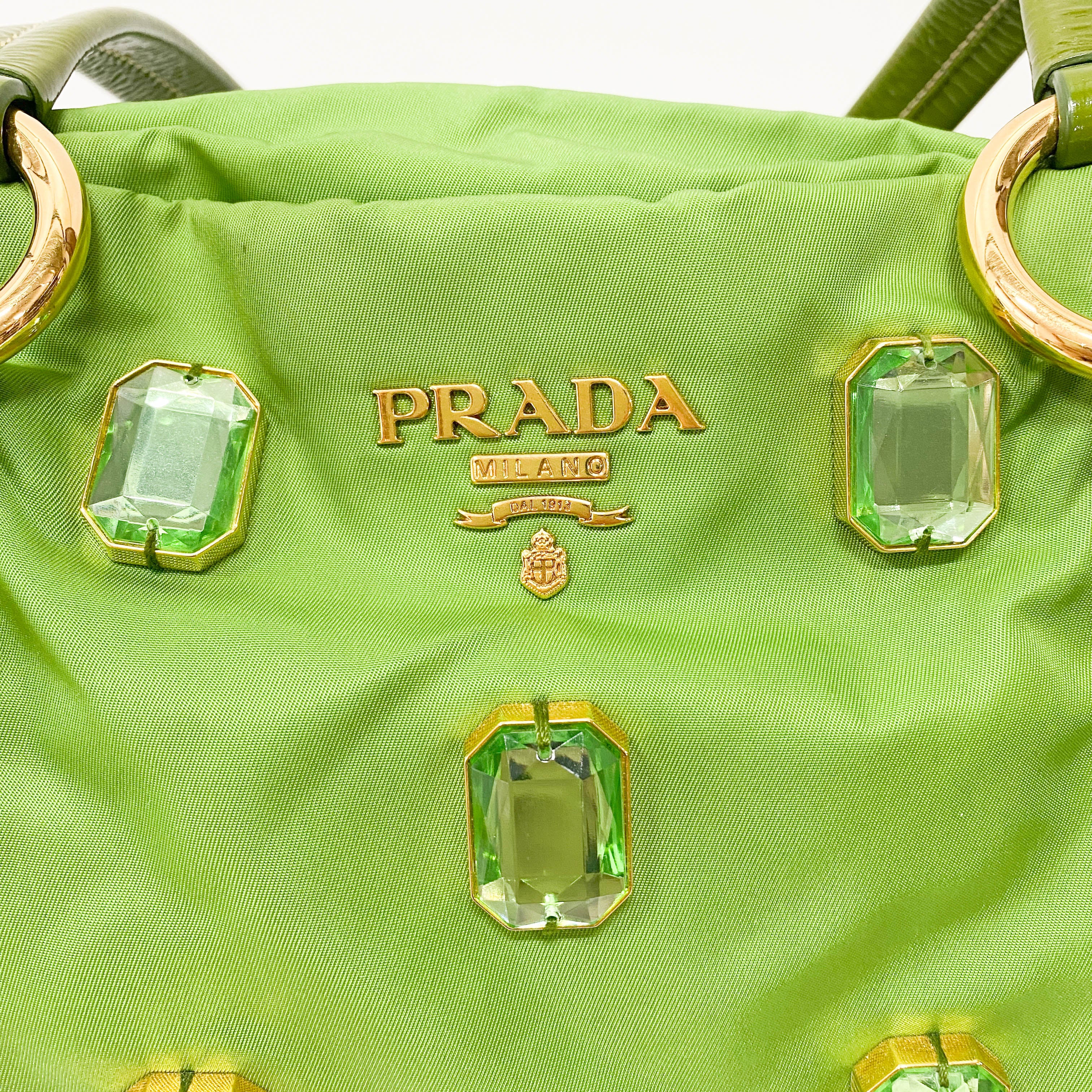 Green Nylon and Bijoux Tote Bag