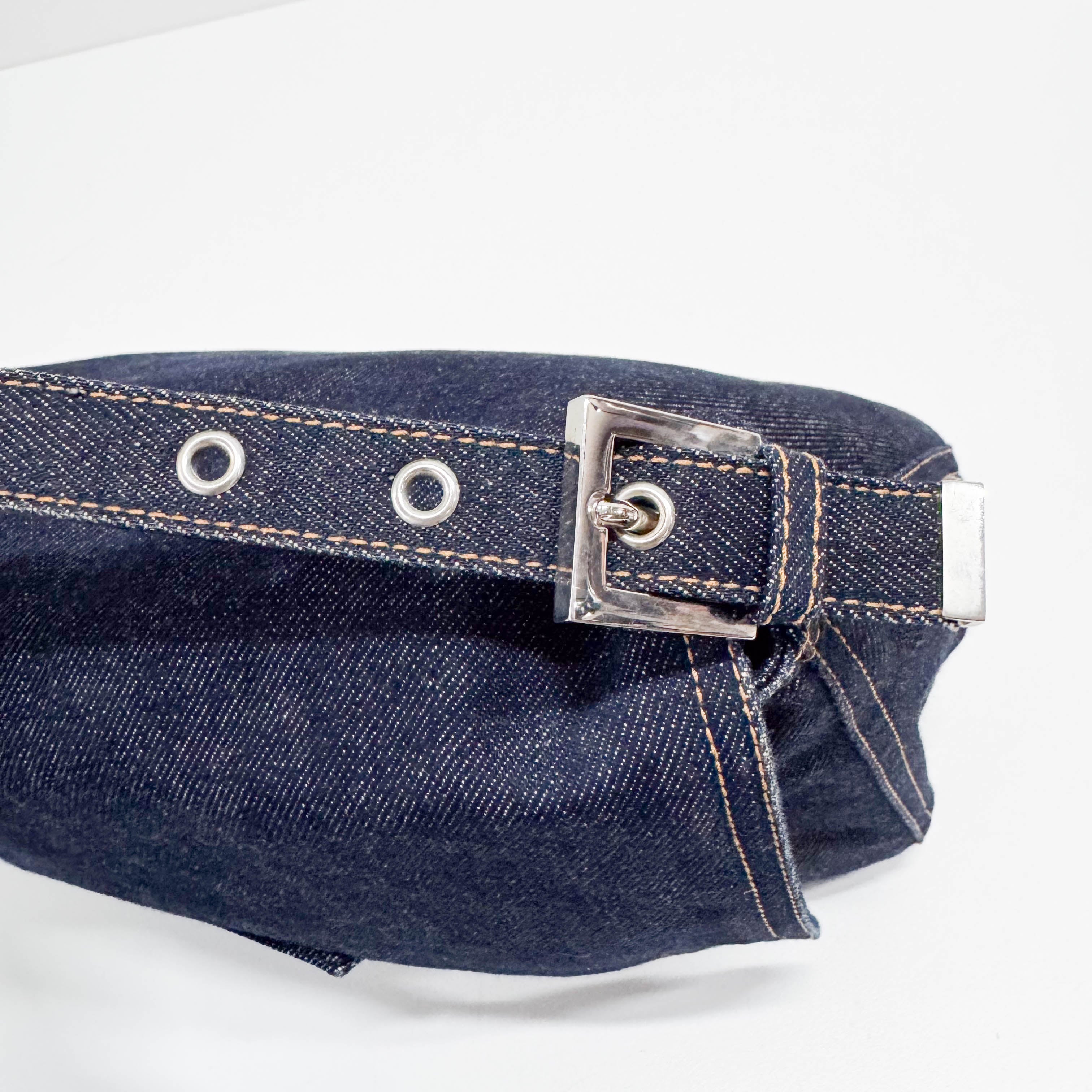Mamma Baguette Blue Denim Shoulder Bag