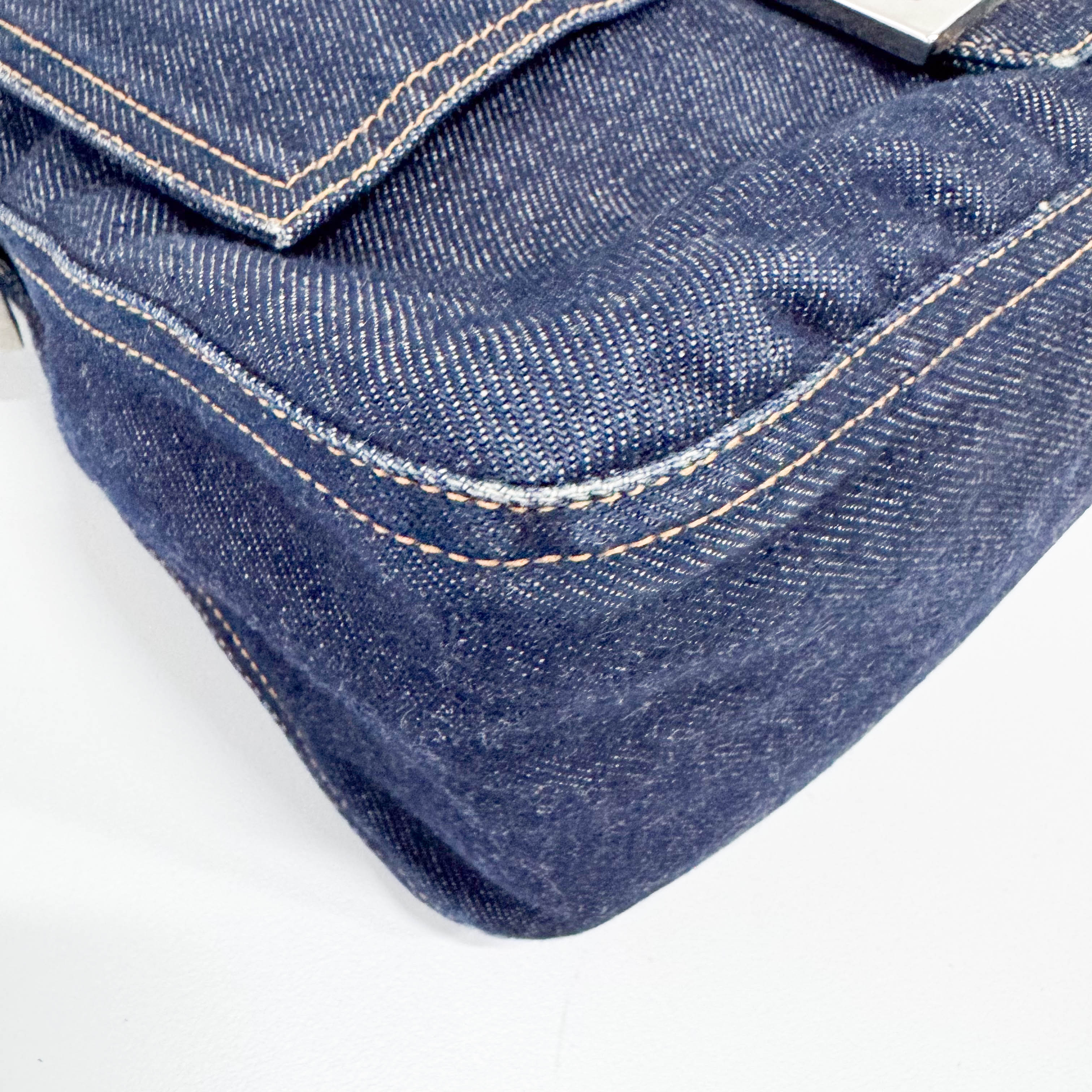 Mamma Baguette Blue Denim Shoulder Bag