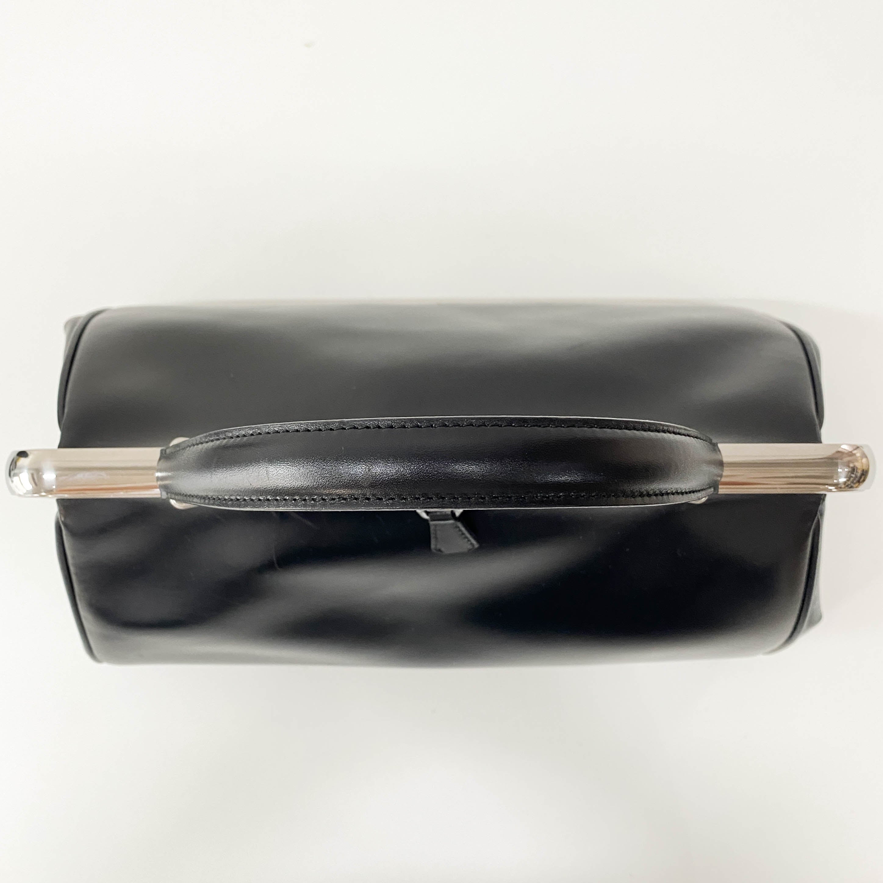 Black Leather Top Handle Bag