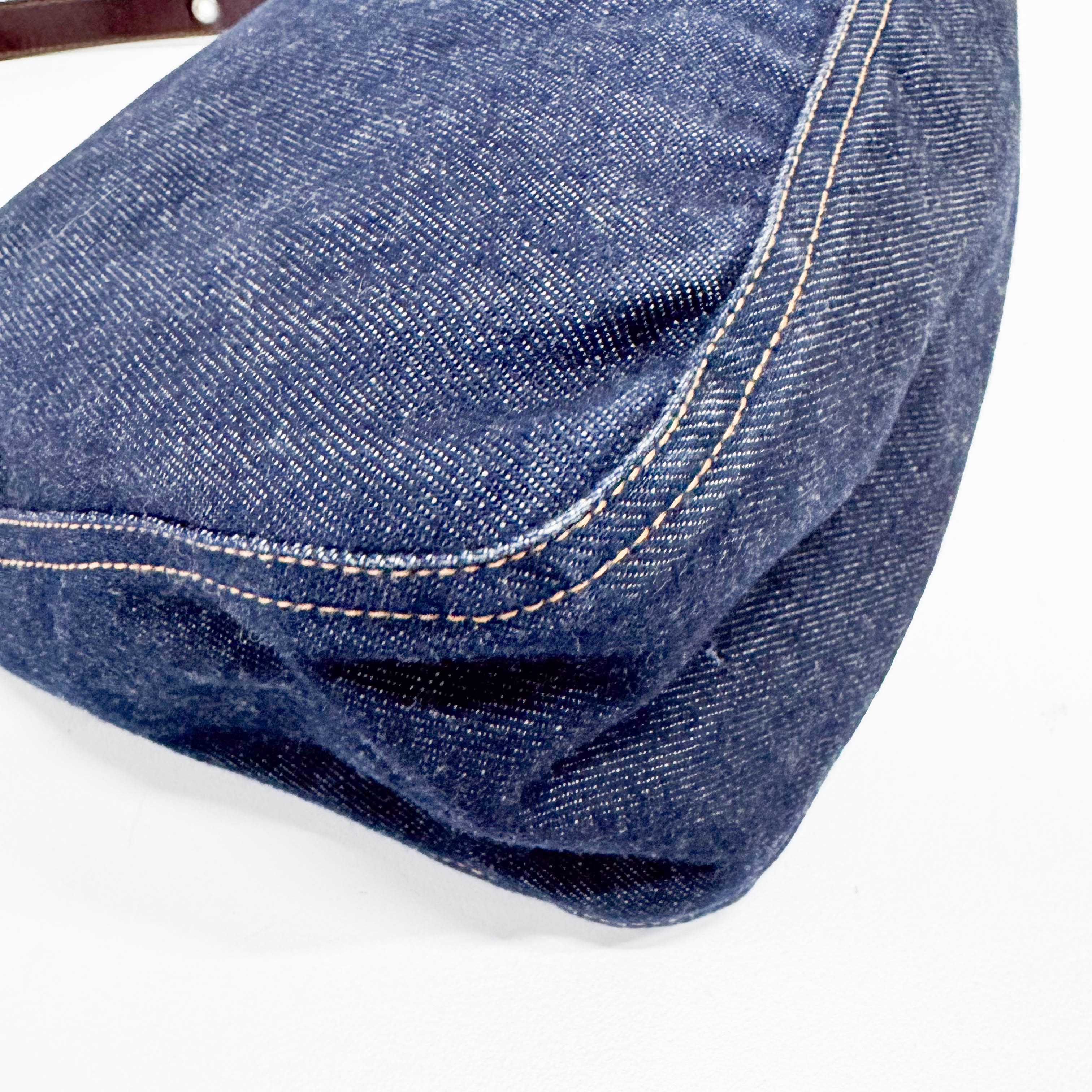 Mamma Baguette Blue Denim Shoulder Bag