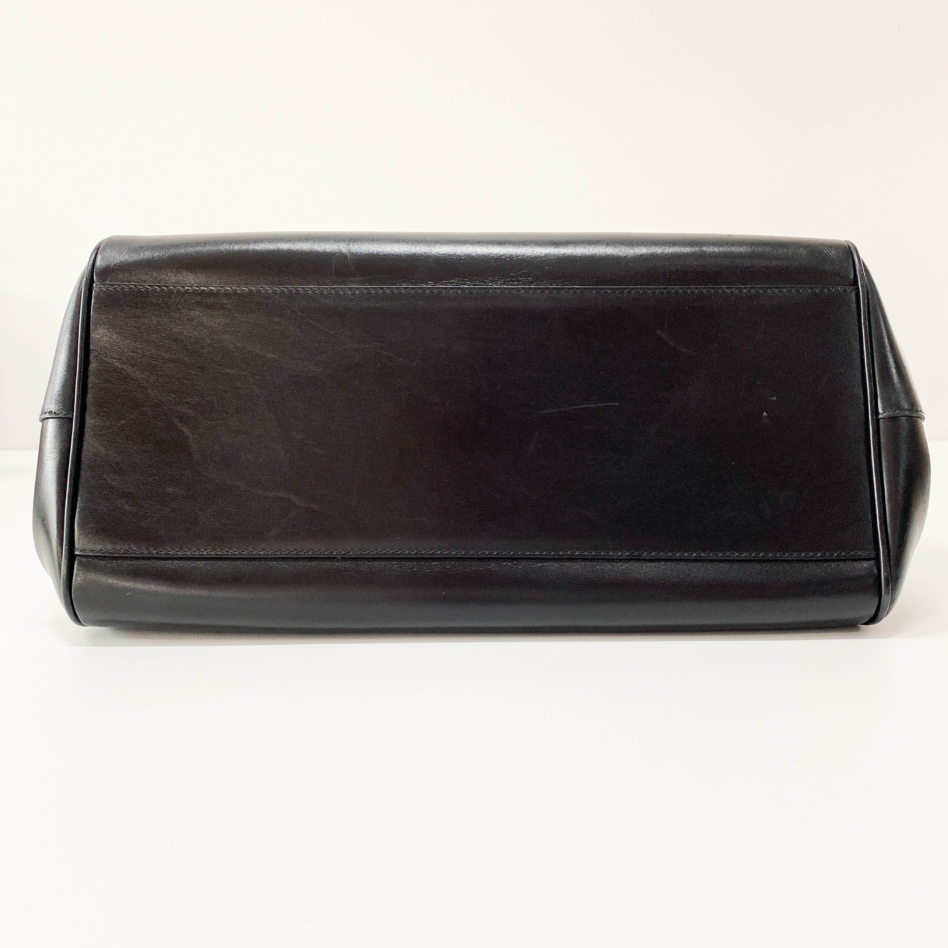 Black Leather Top Handle Bag