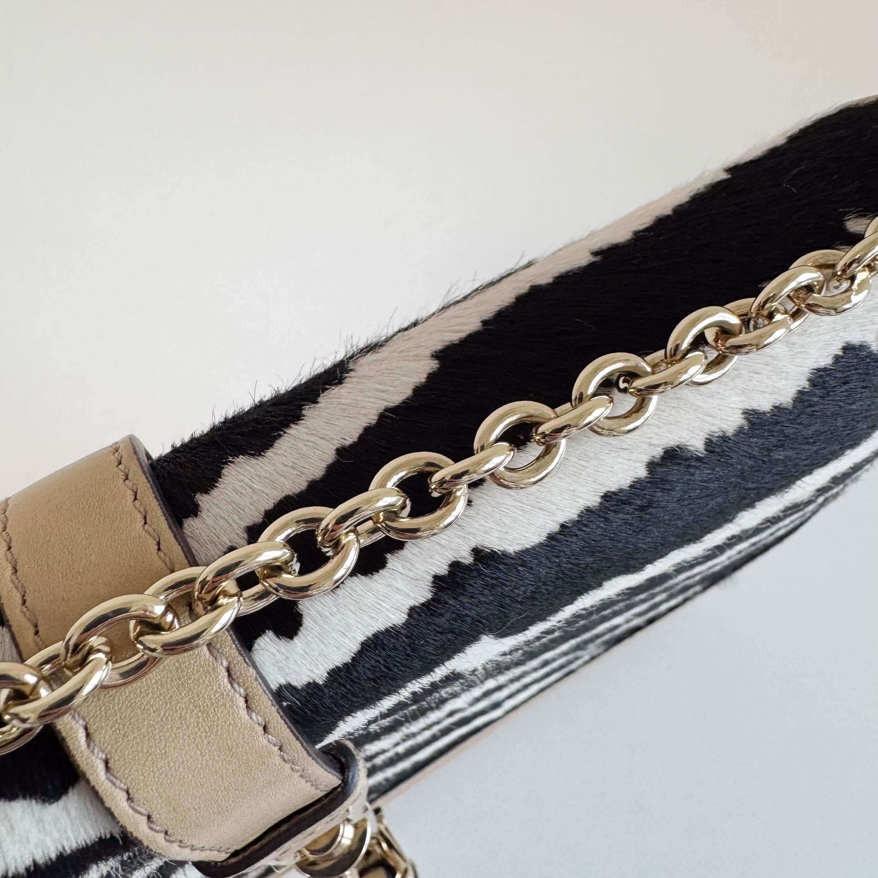 New Jackie Zebra Pony Hair Chain Shoulder Bag