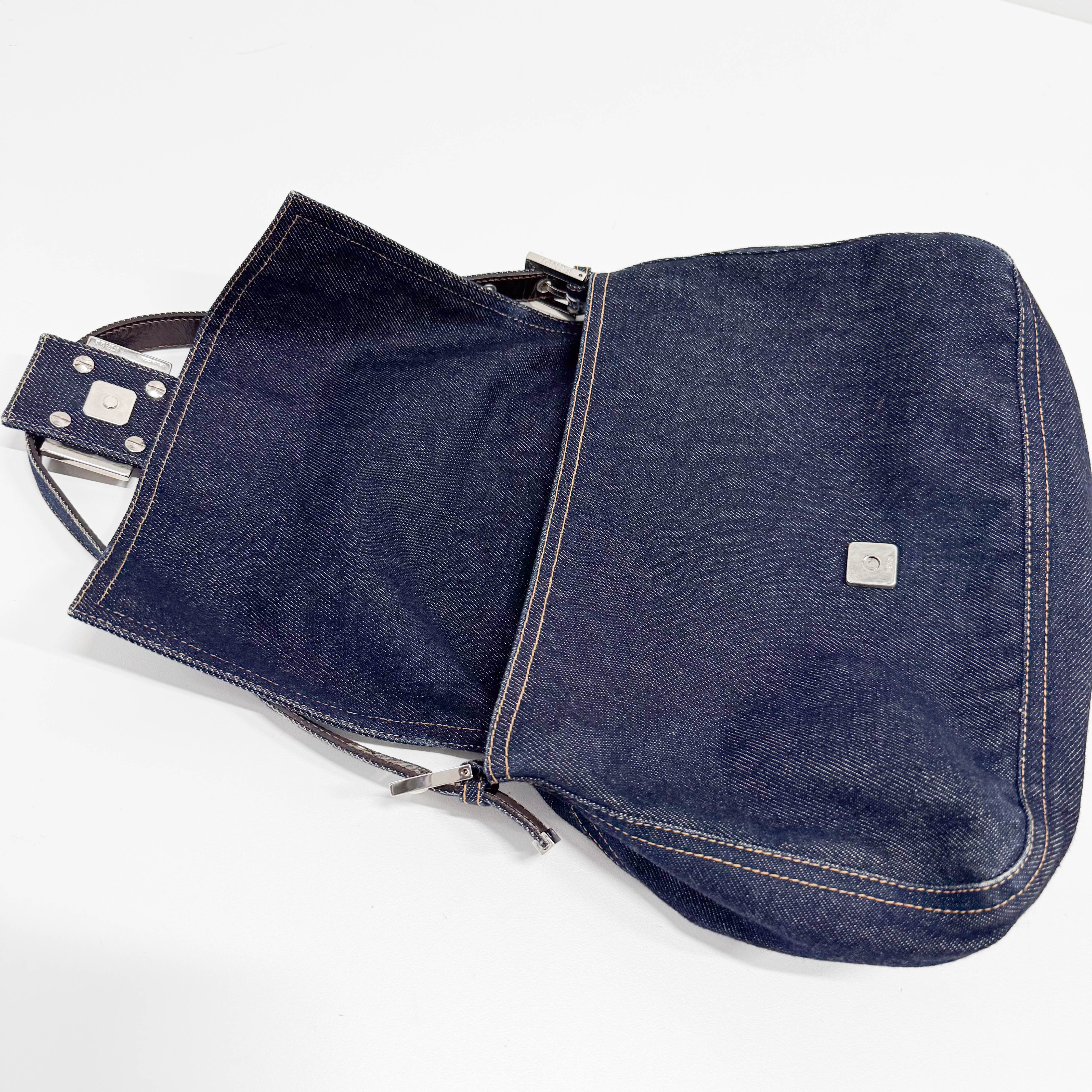 Mamma Baguette Blue Denim Shoulder Bag