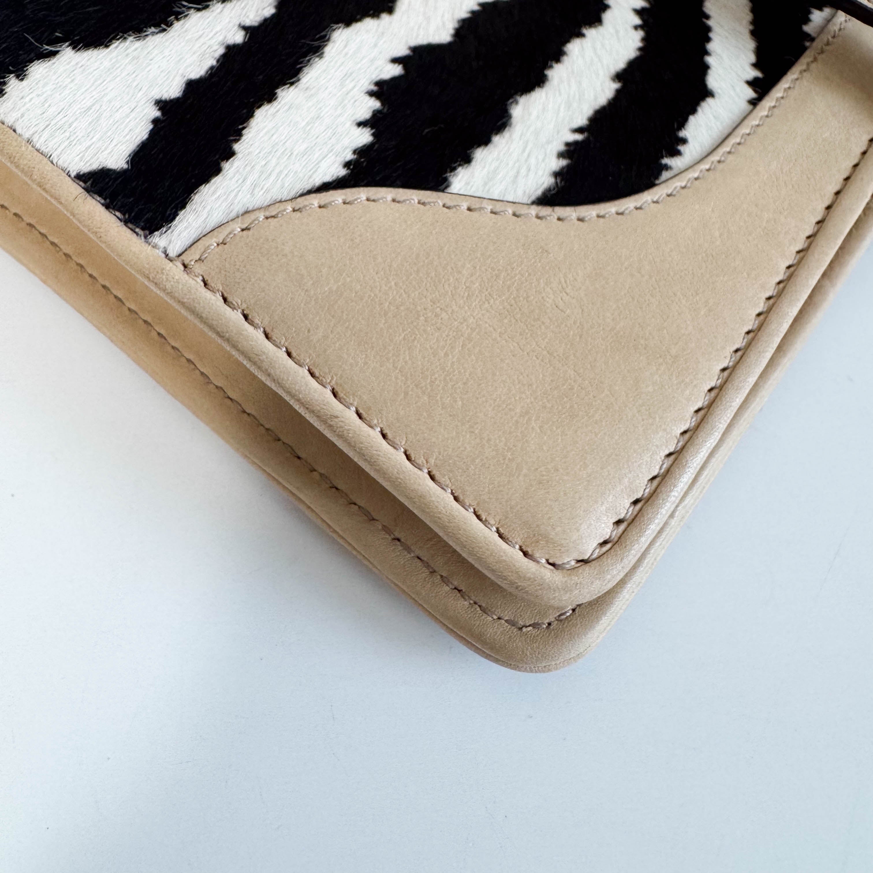 New Jackie Zebra Pony Hair Chain Shoulder Bag