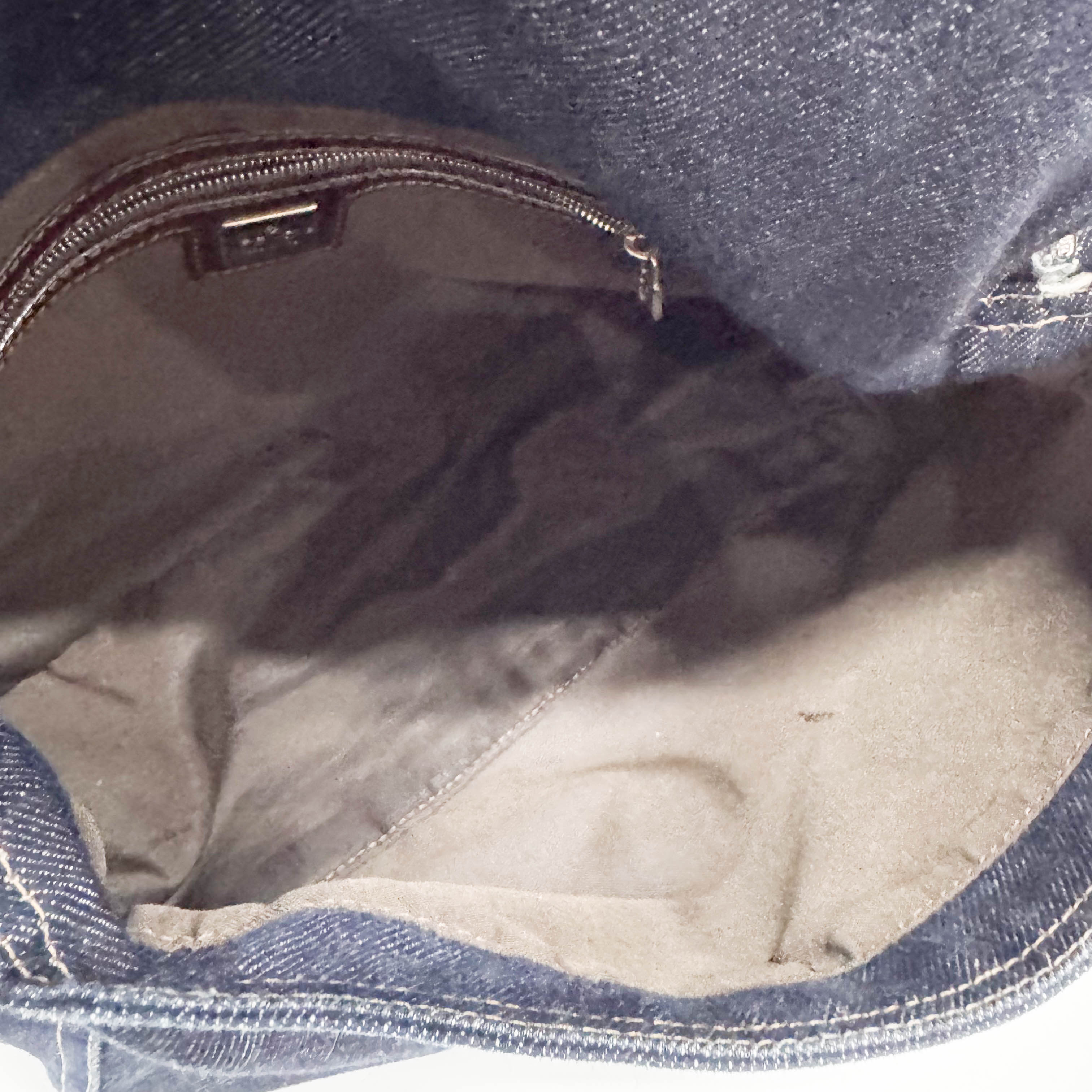 Mamma Baguette Blue Denim Shoulder Bag