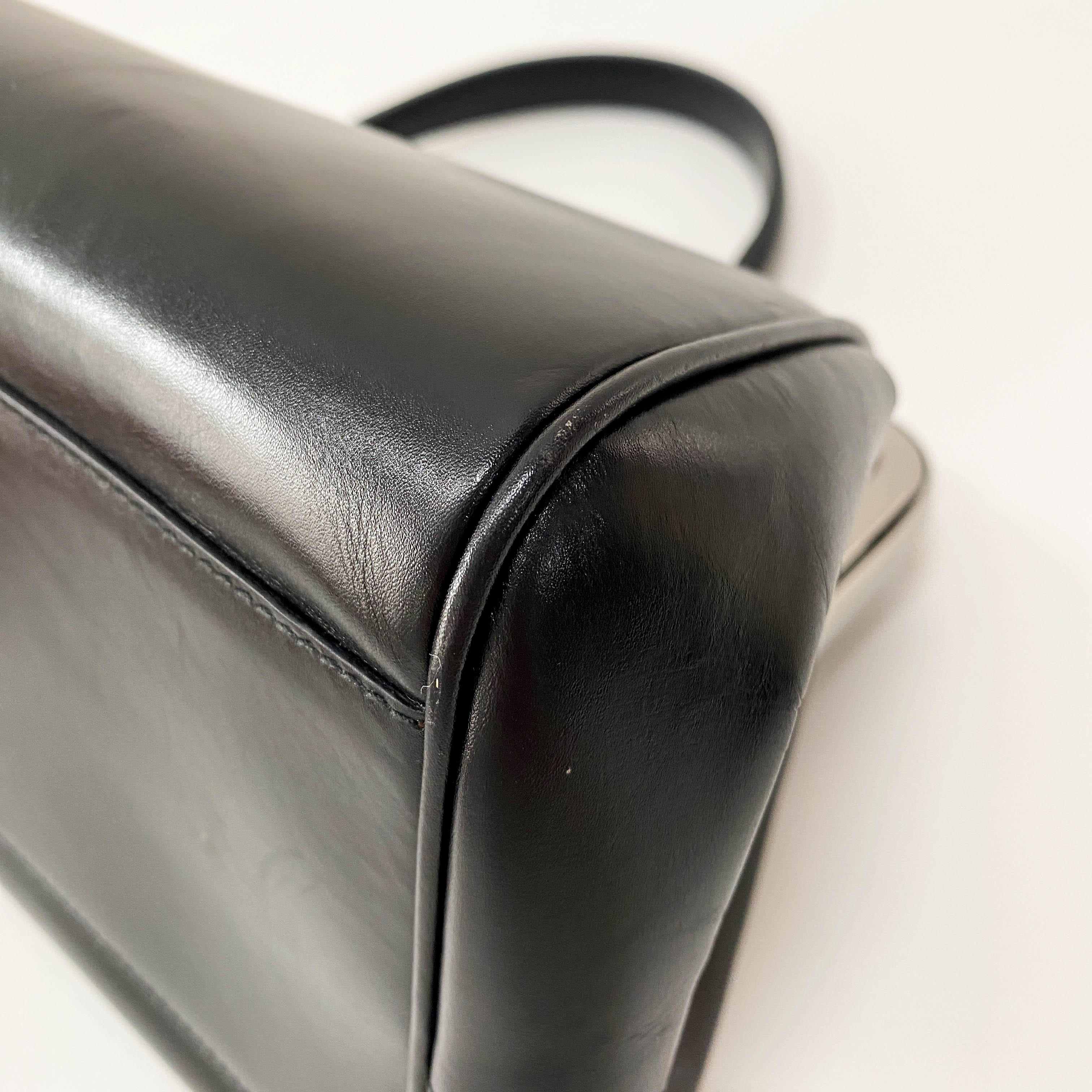 Black Leather Top Handle Bag