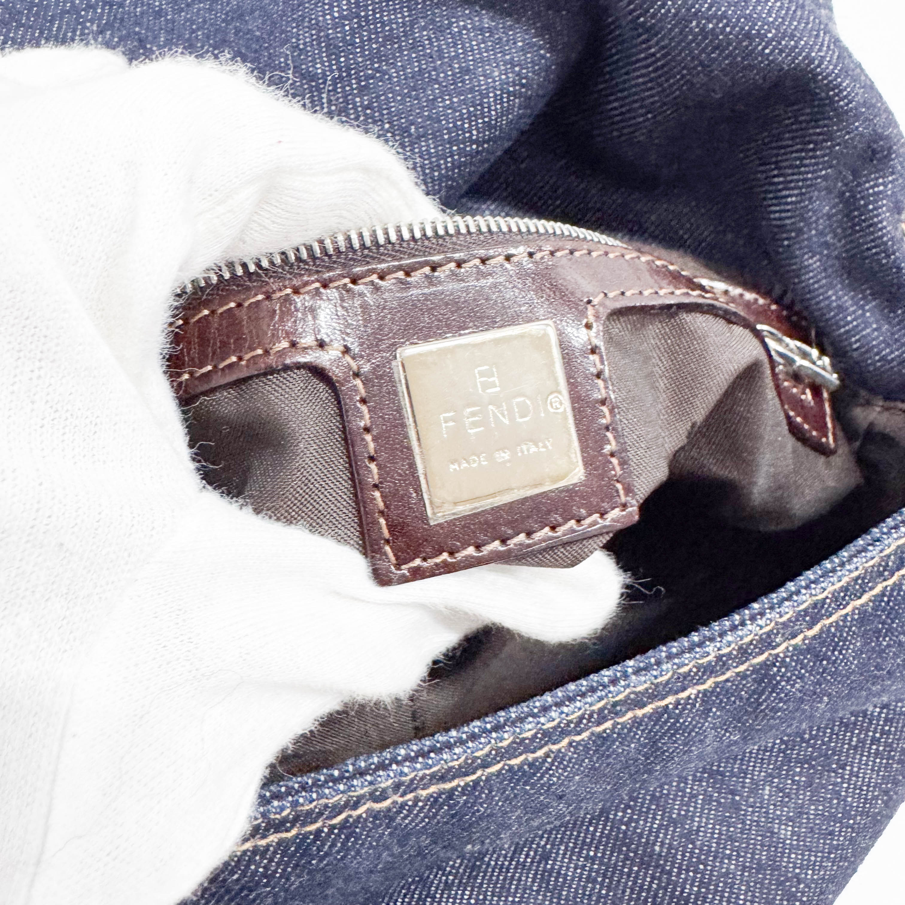 Mamma Baguette Blue Denim Shoulder Bag