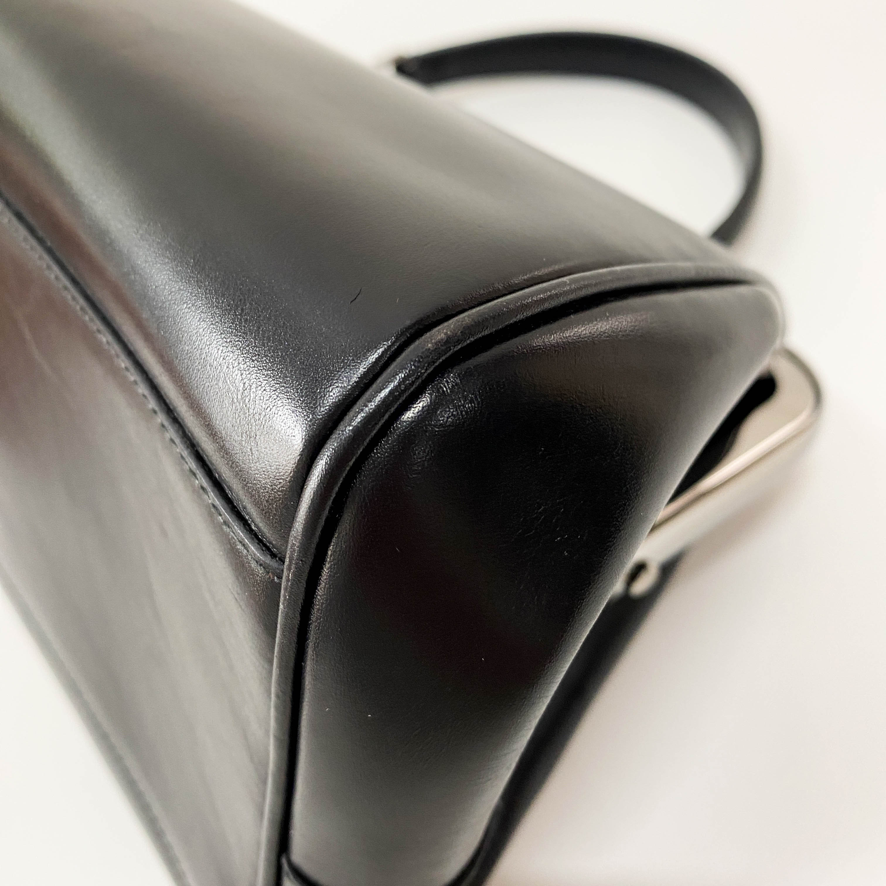 Black Leather Top Handle Bag