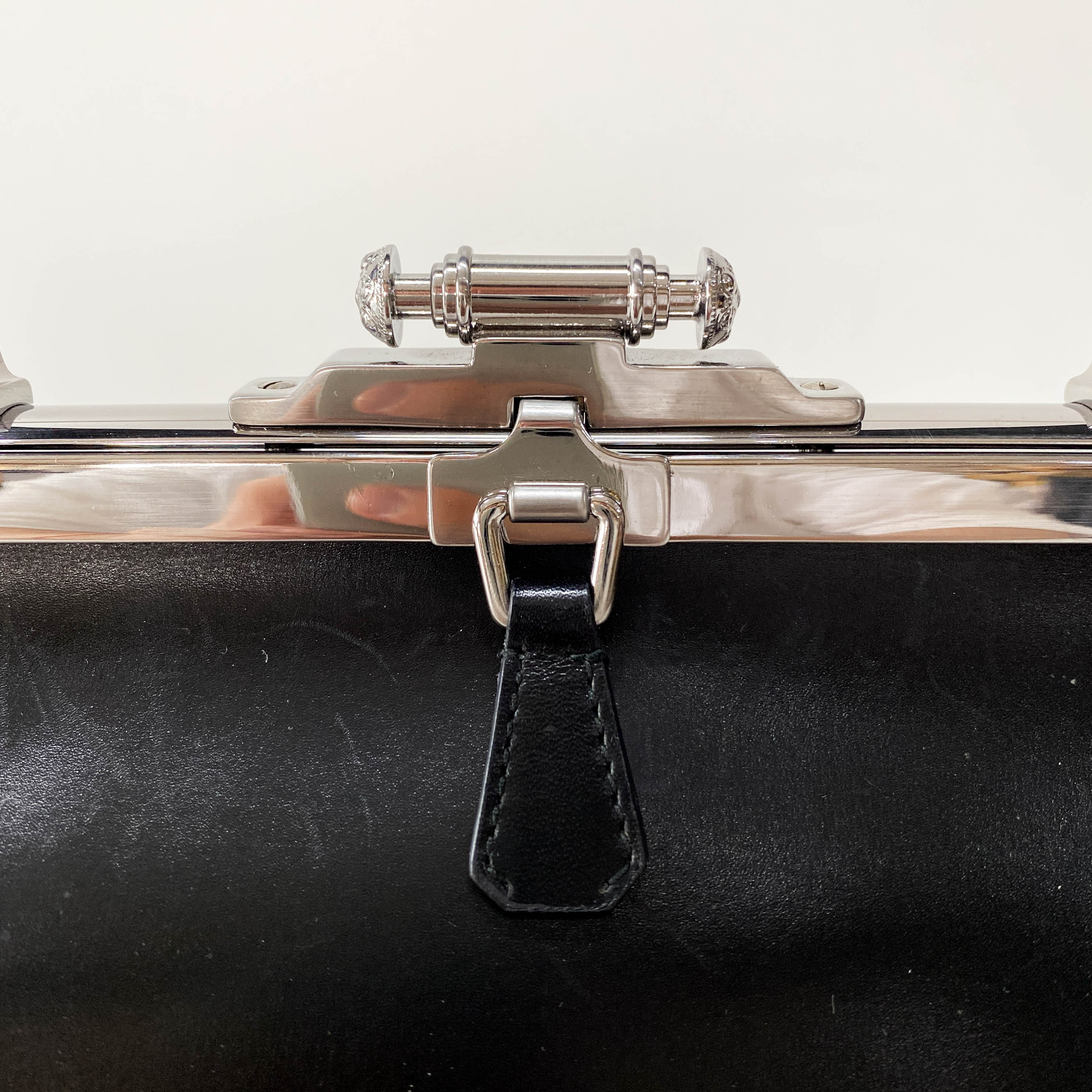 Black Leather Top Handle Bag