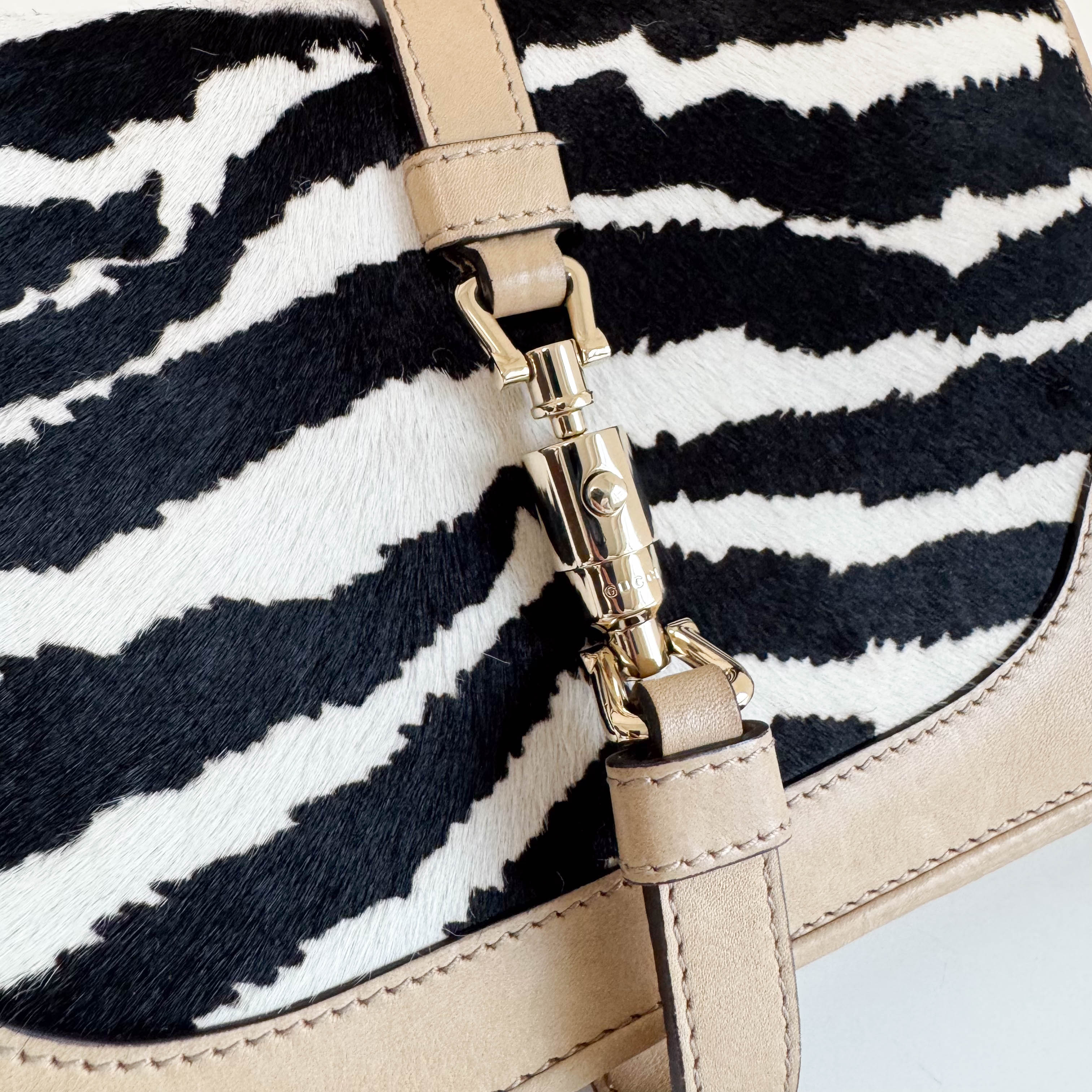 New Jackie Zebra Pony Hair Chain Shoulder Bag