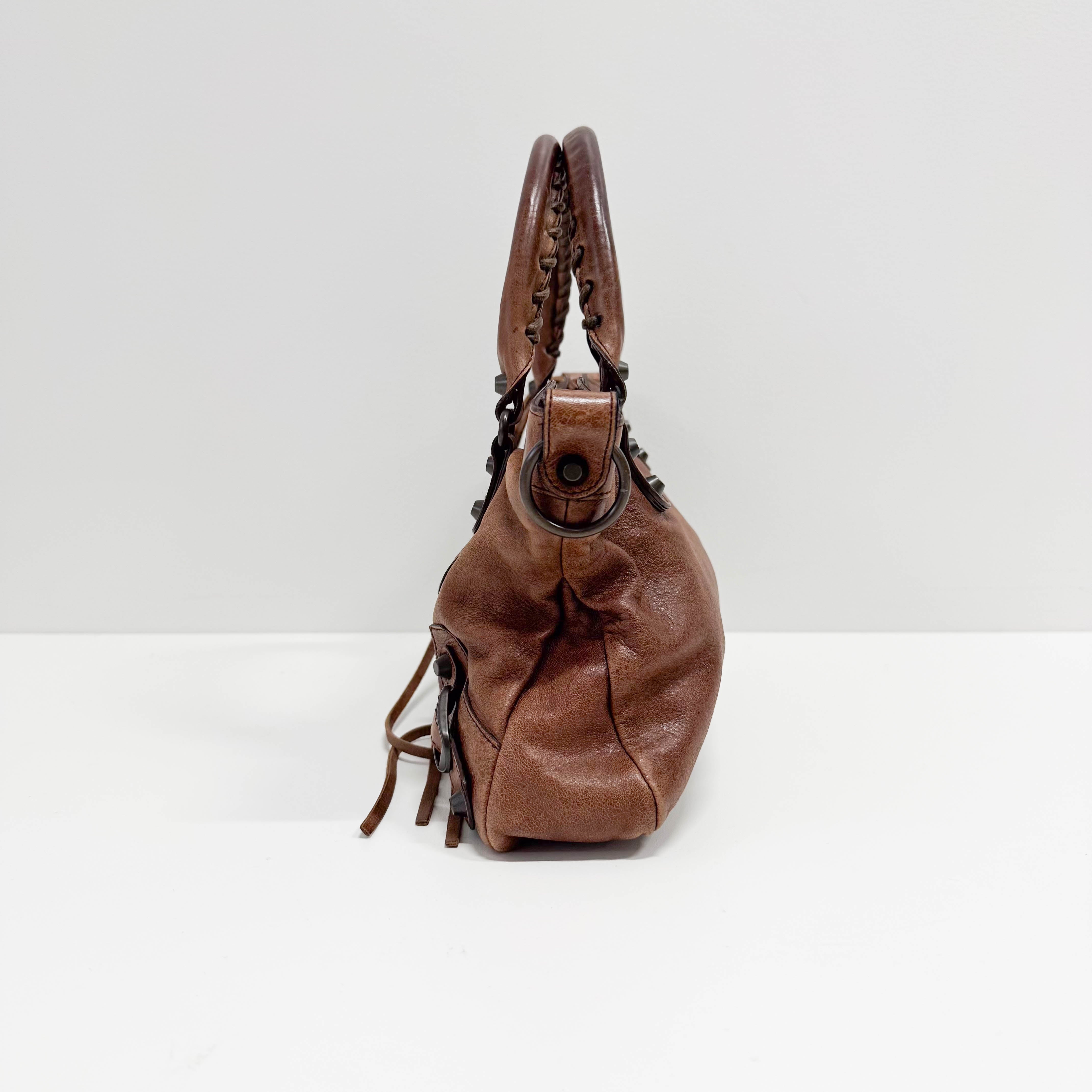 The First Mini Brown Leather Shoulder Bag