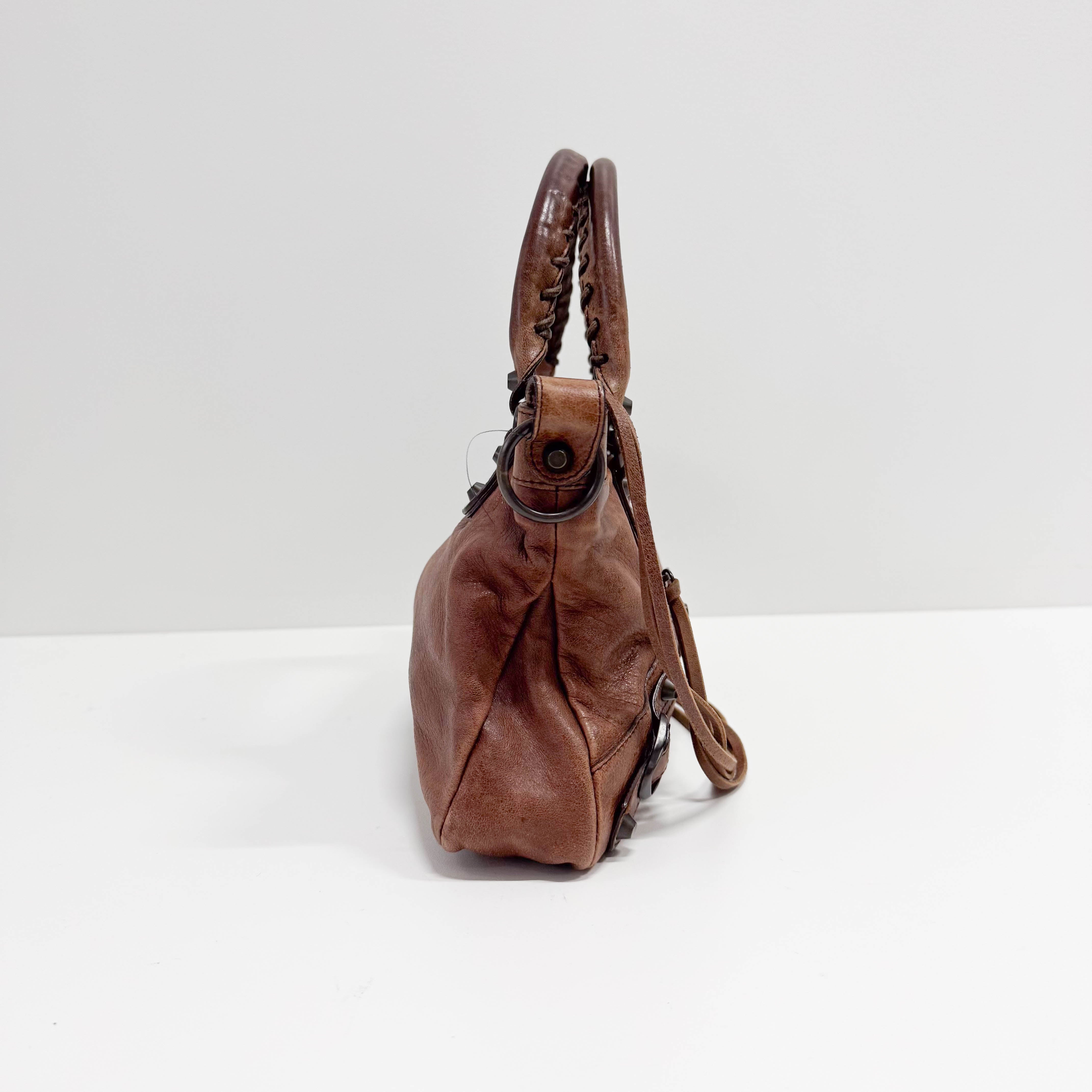 The First Mini Brown Leather Shoulder Bag