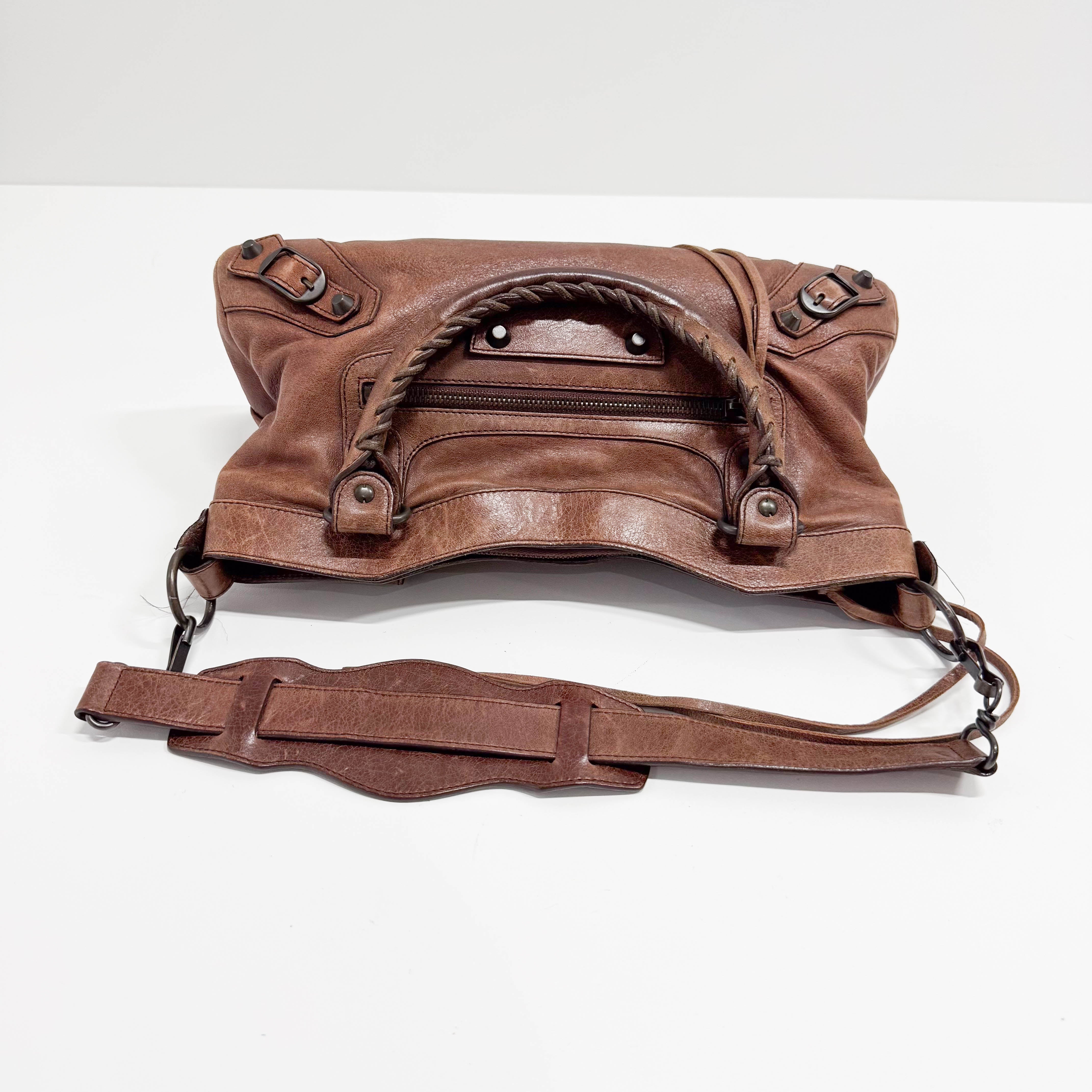 The First Mini Brown Leather Shoulder Bag
