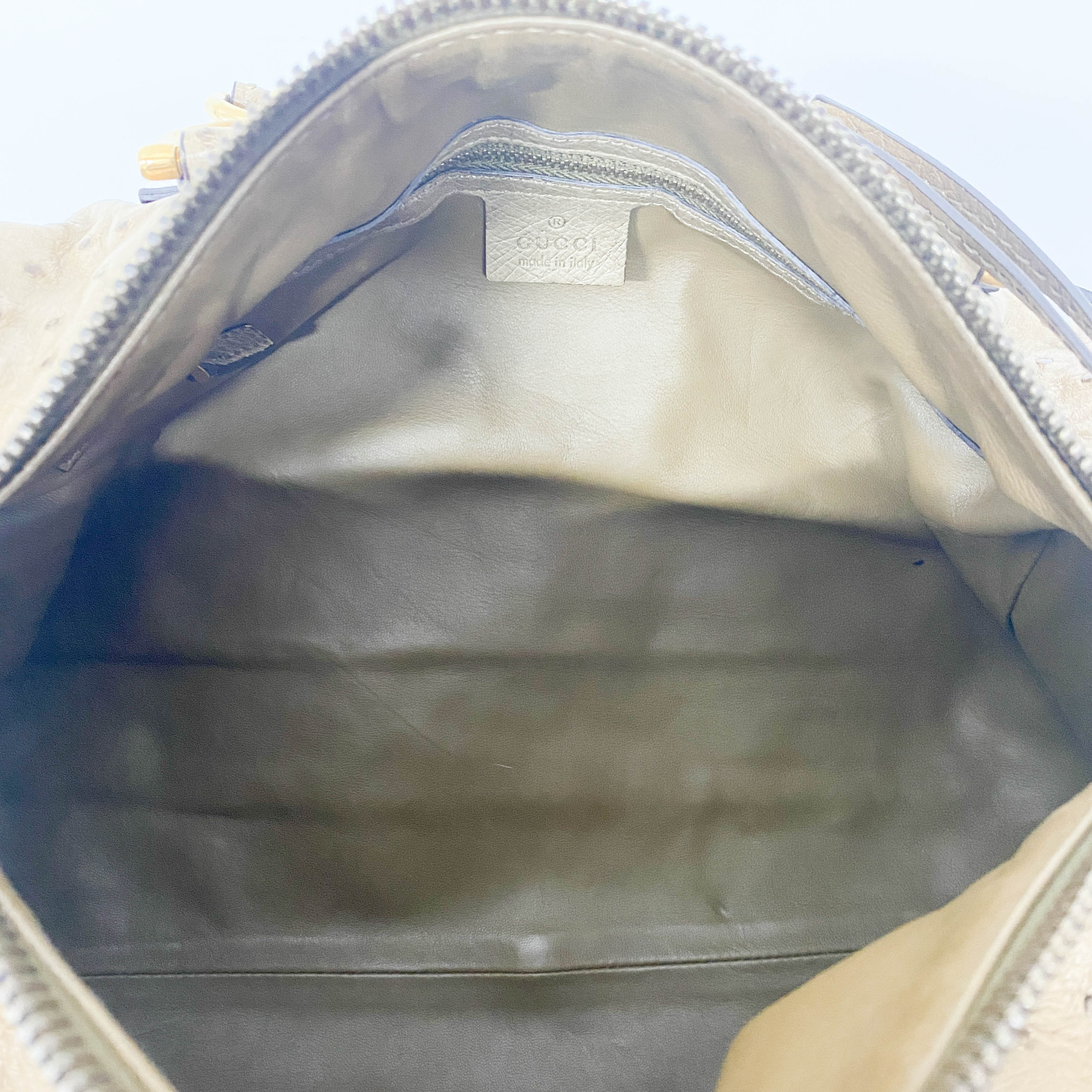 Ostrich Brown Leather with Fur Bag Charm Bag