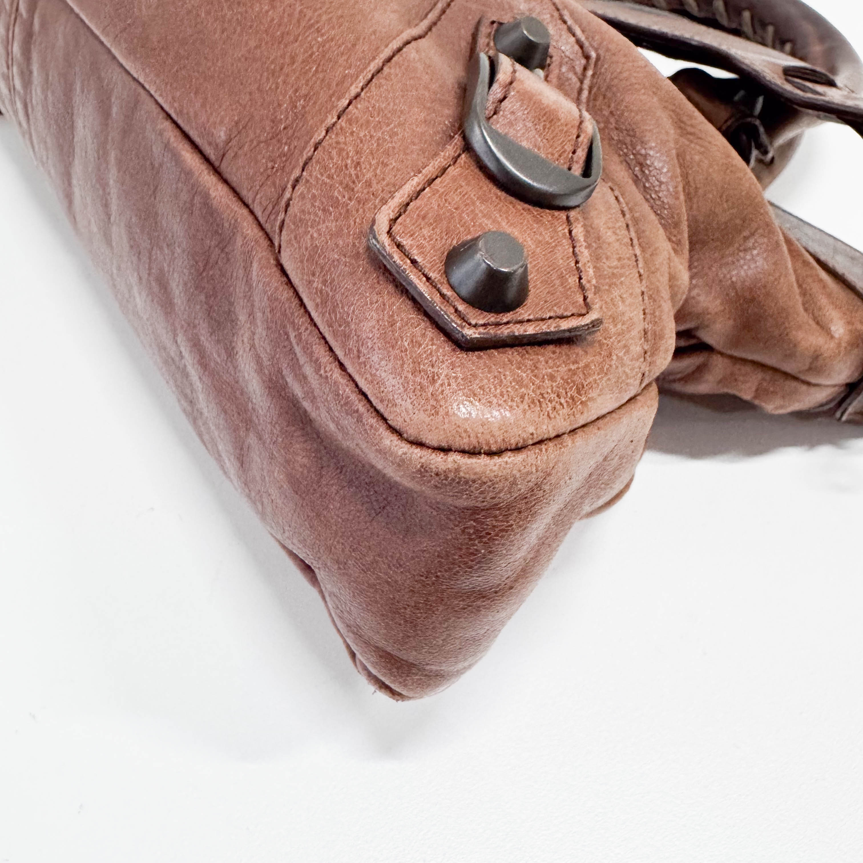The First Mini Brown Leather Shoulder Bag